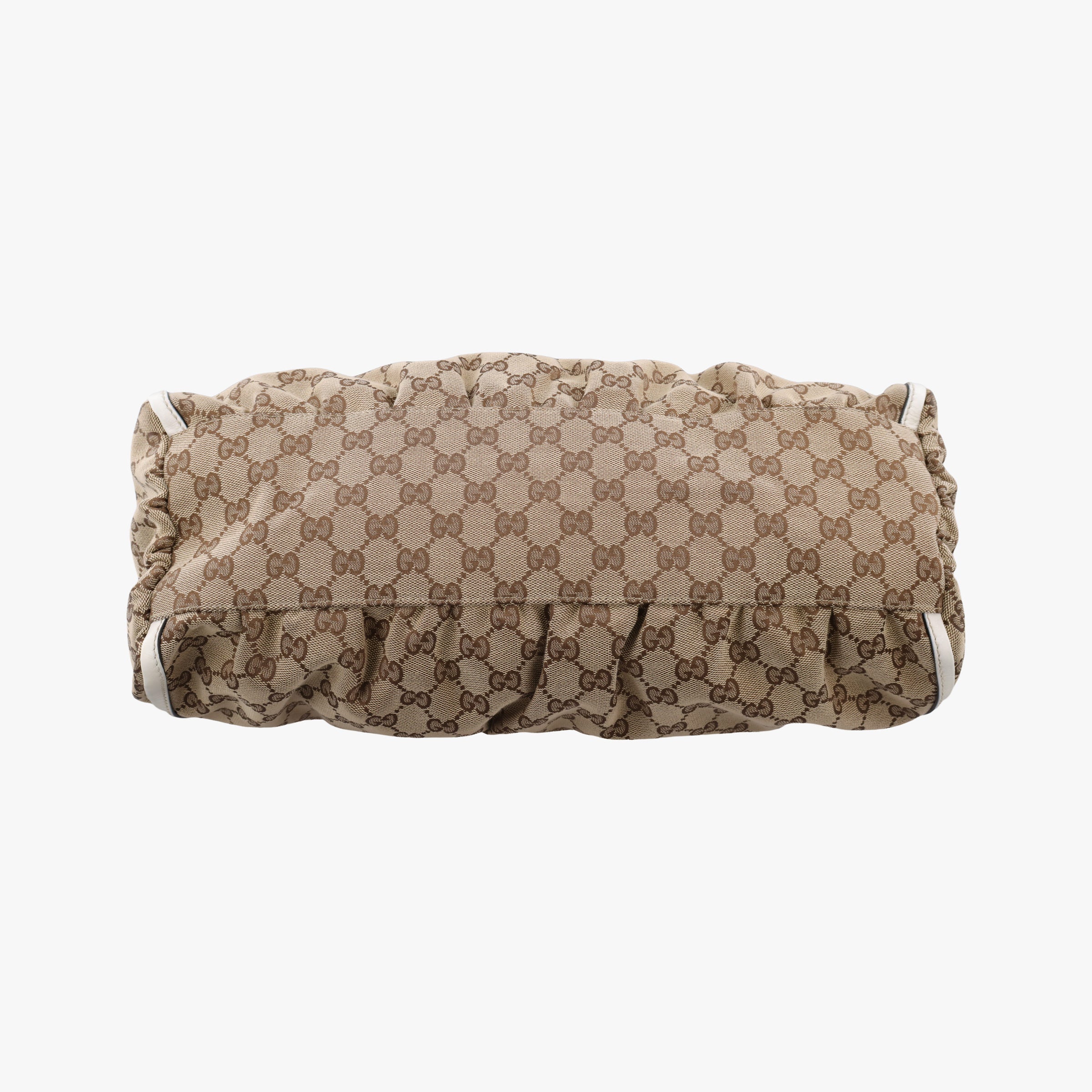 Secondhand Gucci Abbey D-ring Hobo Beige×White canvas×leather 189833 handbag | stylenewstar