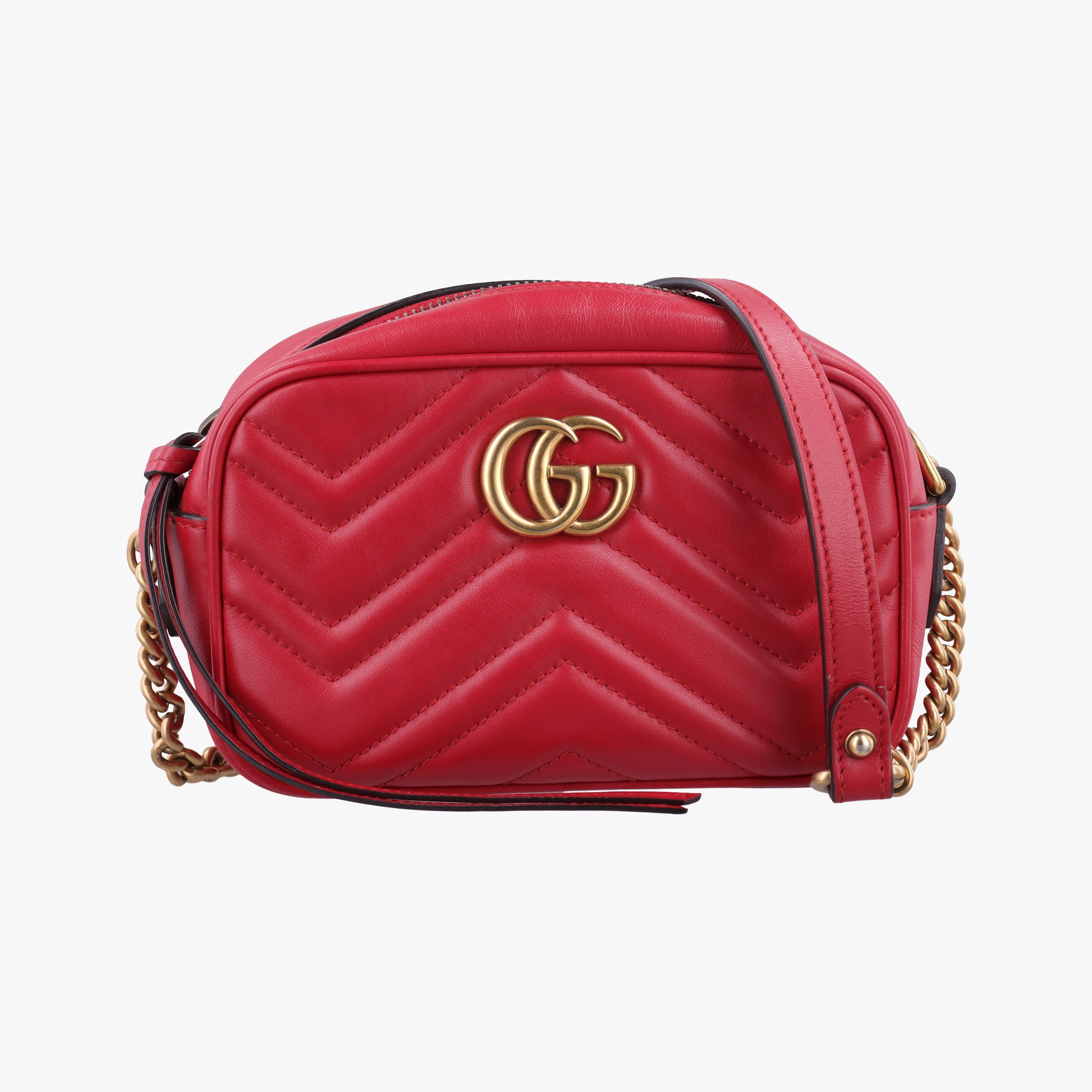 Pre-owned Gucci GG Marmont Red Leather 448065 shoulderbag | stylenewstar