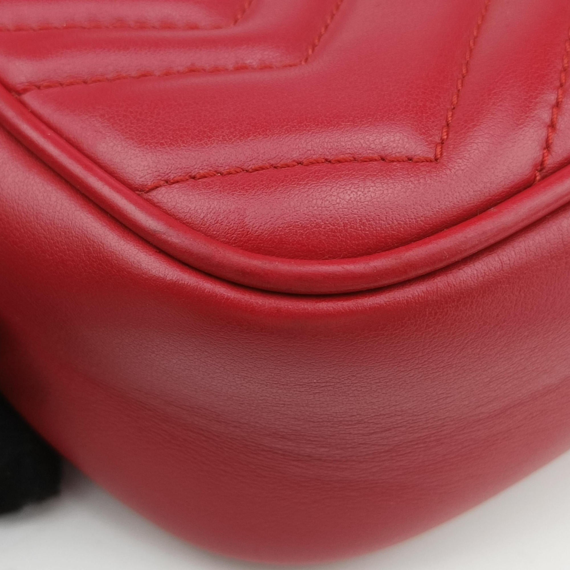 Pre-owned Gucci GG Marmont Red Leather 448065 shoulderbag | stylenewstar