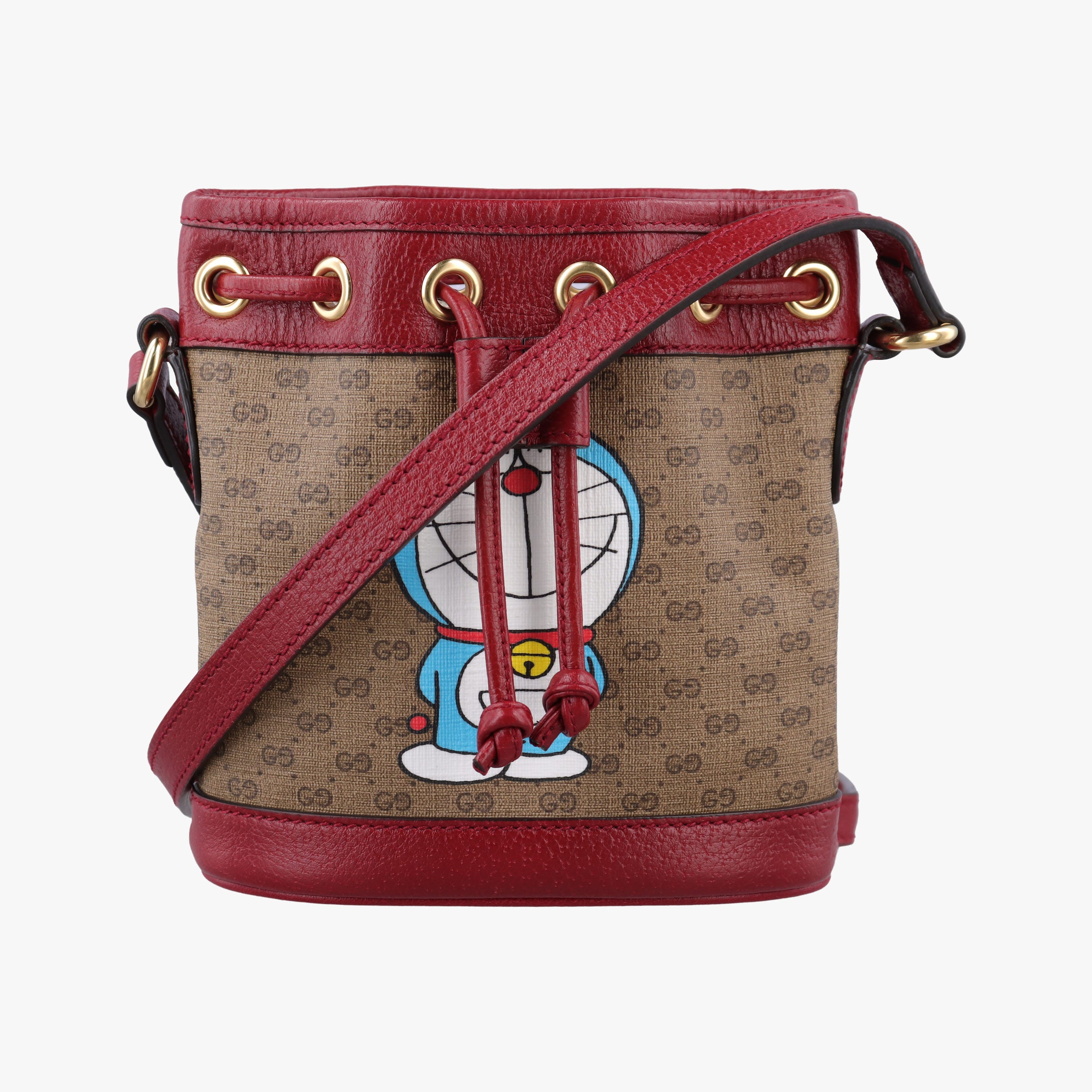 Secondhand Gucci Doraemon collaboration Brown×Red×Multicolor PVC coated canvas×Leather 647801 shoulderbag | stylenewstar