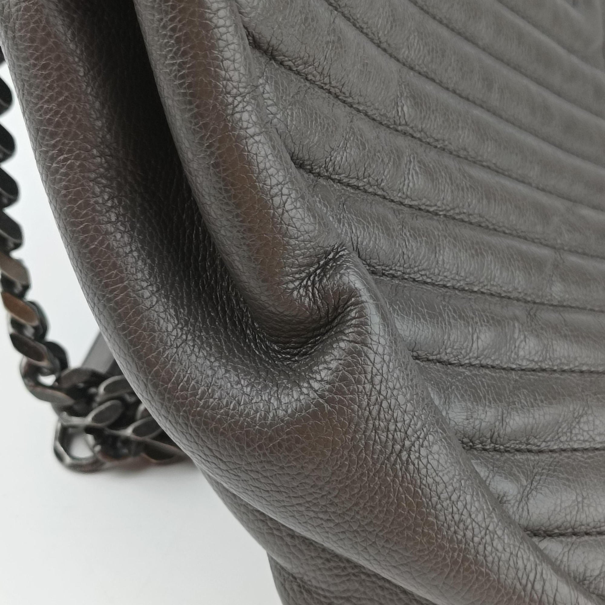 Vintage Yves Saint Laurent COLLEGE Grey Leather 392738 shoulderbag | stylenewstar