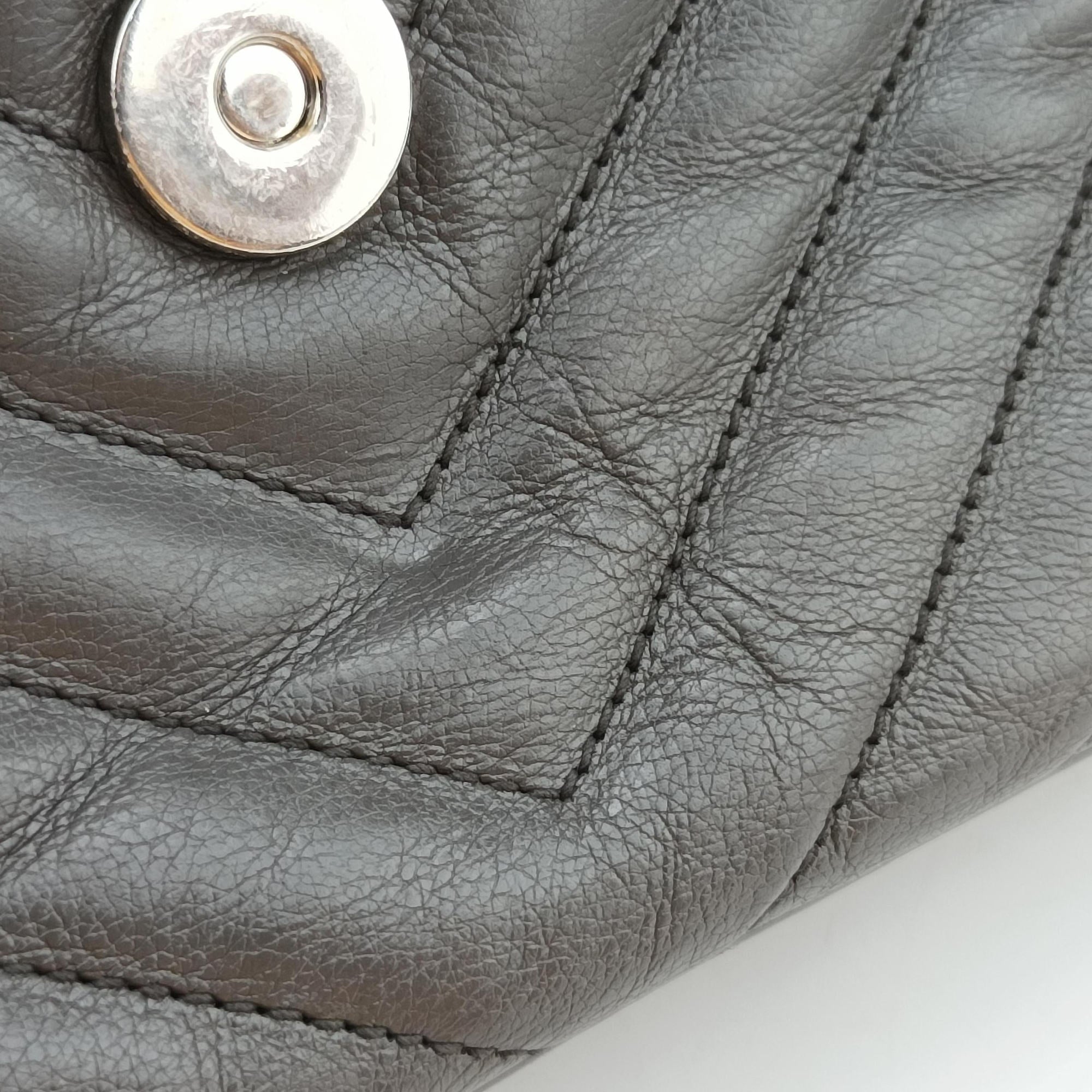 Vintage Yves Saint Laurent COLLEGE Grey Leather 392738 shoulderbag | stylenewstar