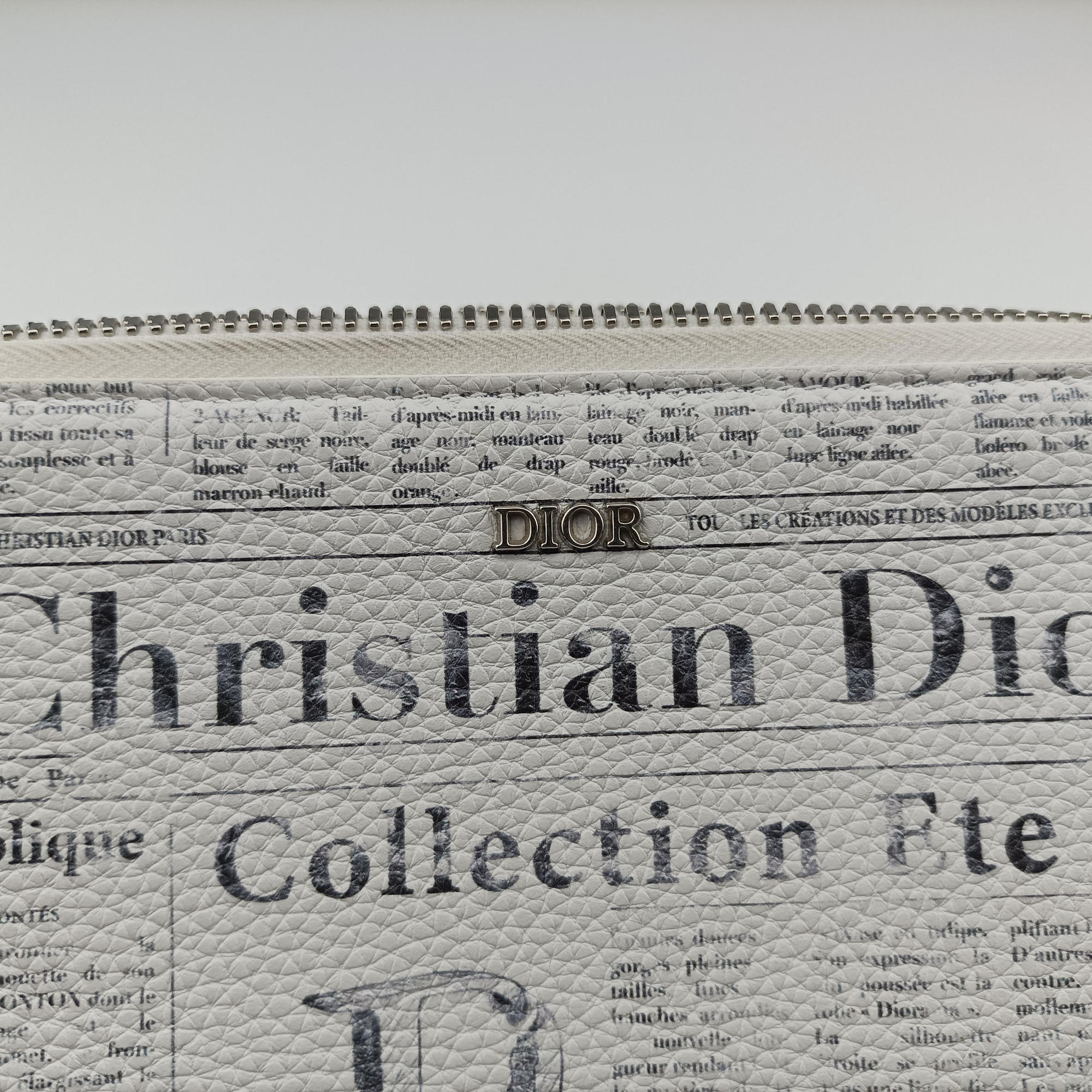 Vintage Christian Dior Daniel Arsham collaboration Newspaper Print White Leather  shoulderbag | stylenewstar