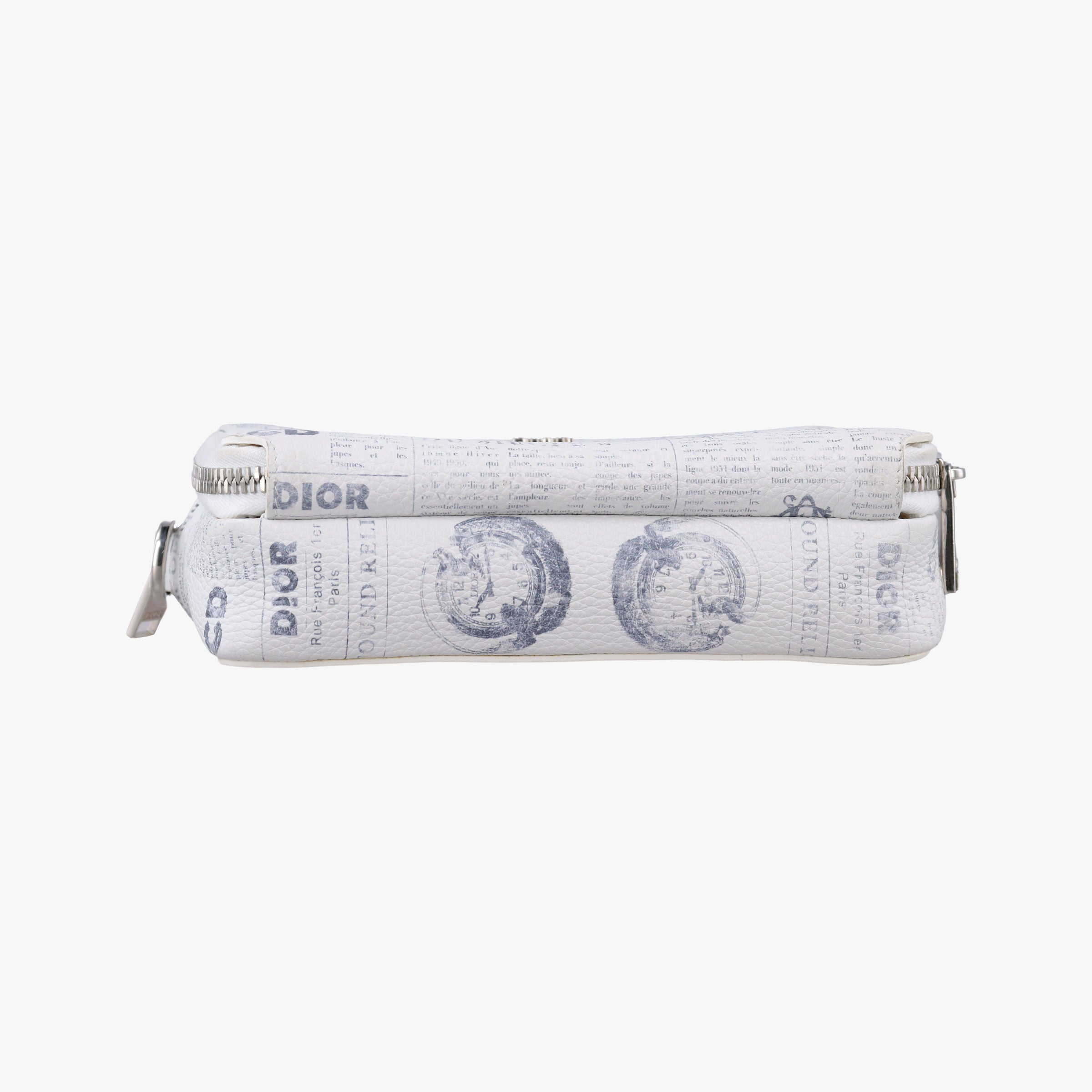 Vintage Christian Dior Daniel Arsham collaboration Newspaper Print White Leather  shoulderbag | stylenewstar