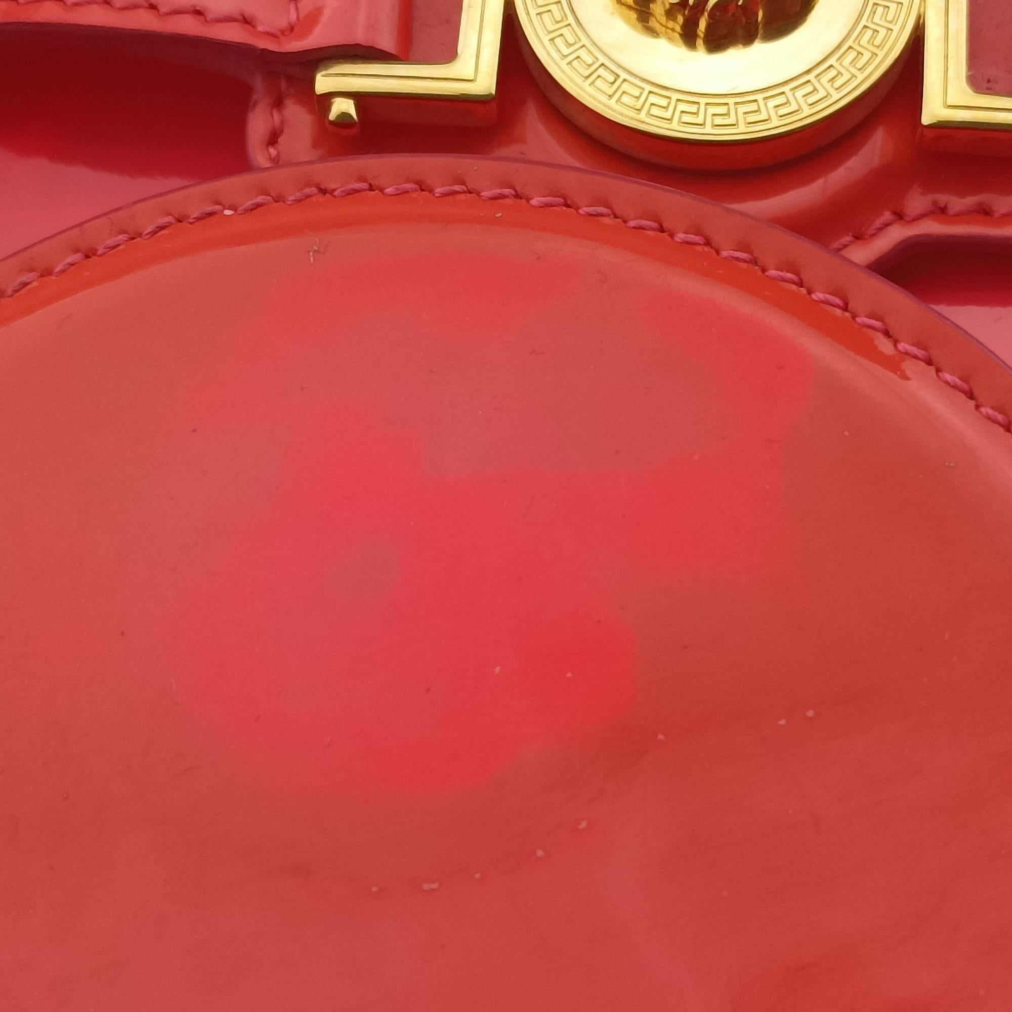 Pre-owned VERSACE SIGNATURE La Medusa Orange Enamel  shoulderbag | stylenewstar