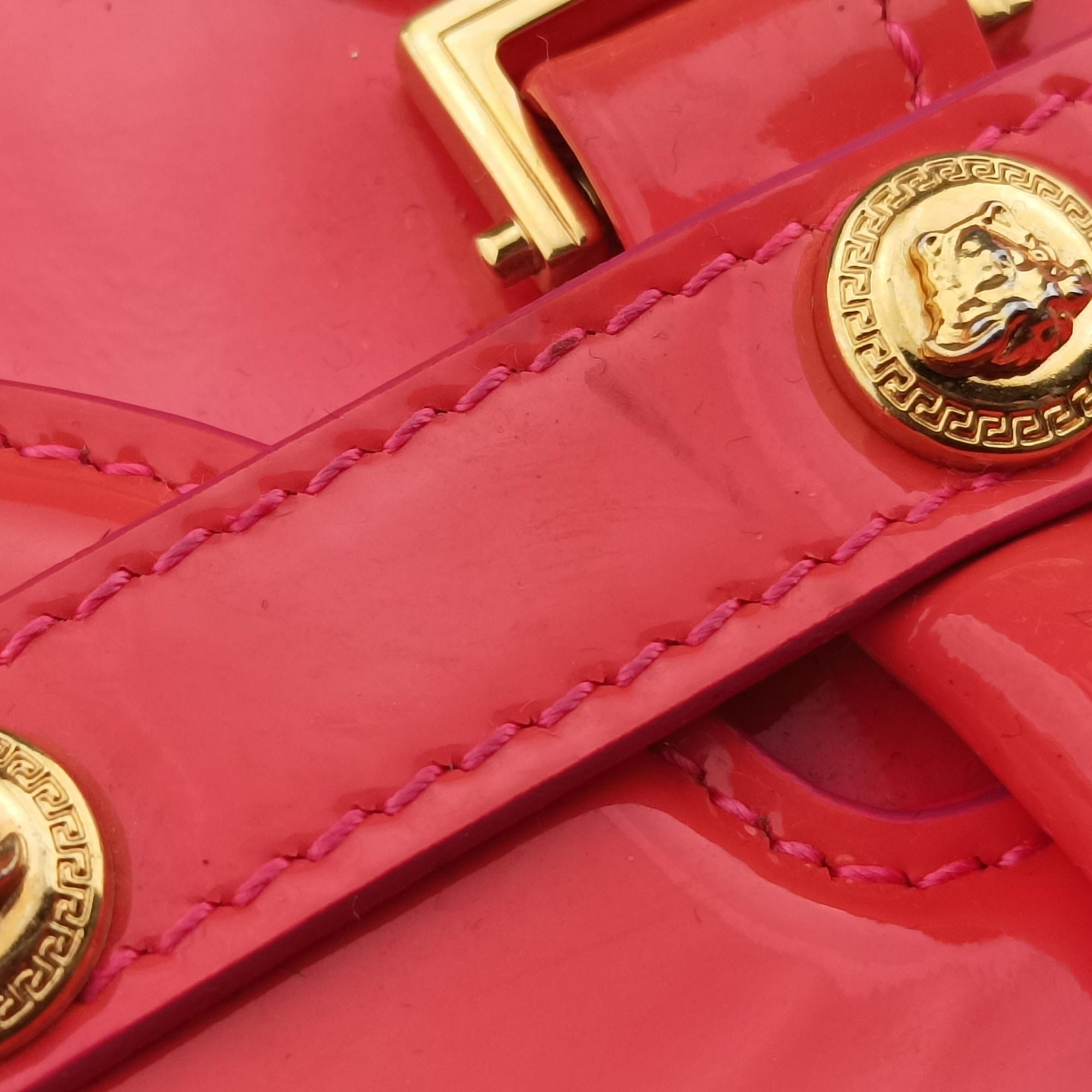Pre-owned VERSACE SIGNATURE La Medusa Orange Enamel  shoulderbag | stylenewstar