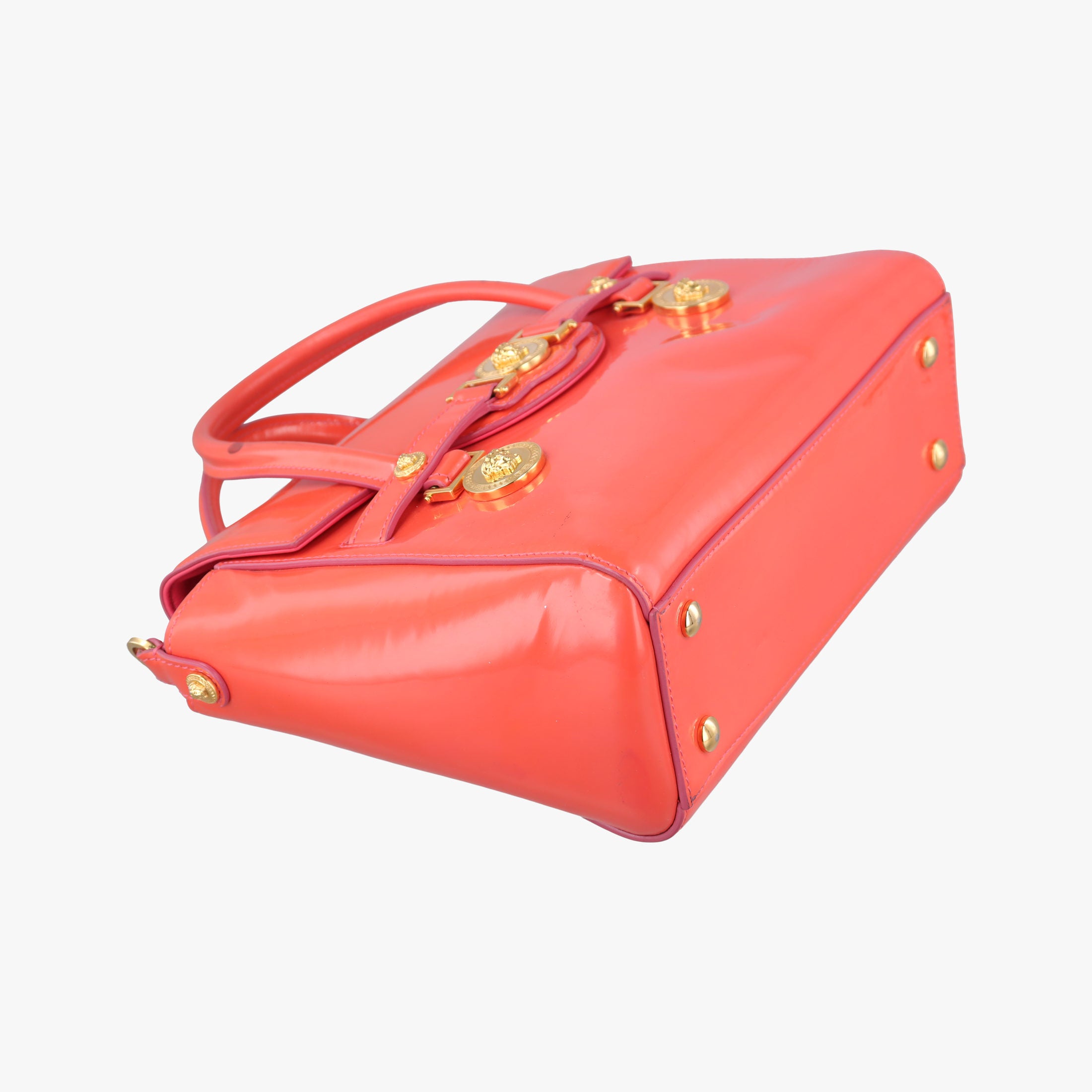 Pre-owned VERSACE SIGNATURE La Medusa Orange Enamel  shoulderbag | stylenewstar