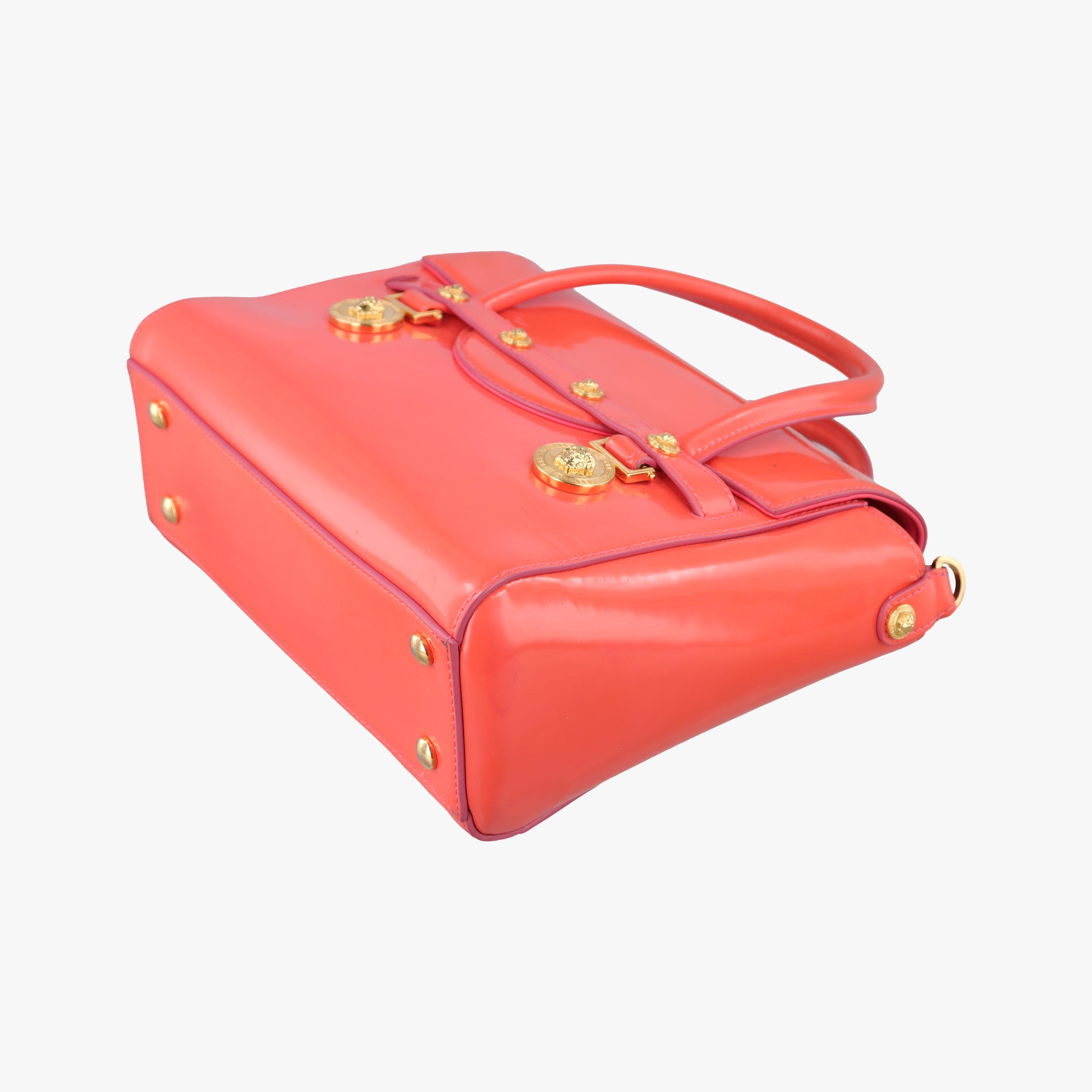 Pre-owned VERSACE SIGNATURE La Medusa Orange Enamel  shoulderbag | stylenewstar