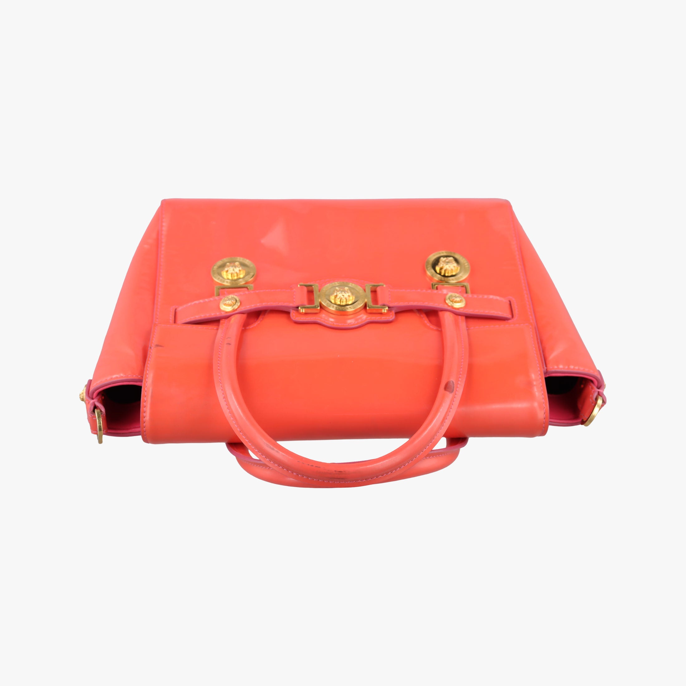 Pre-owned VERSACE SIGNATURE La Medusa Orange Enamel  shoulderbag | stylenewstar