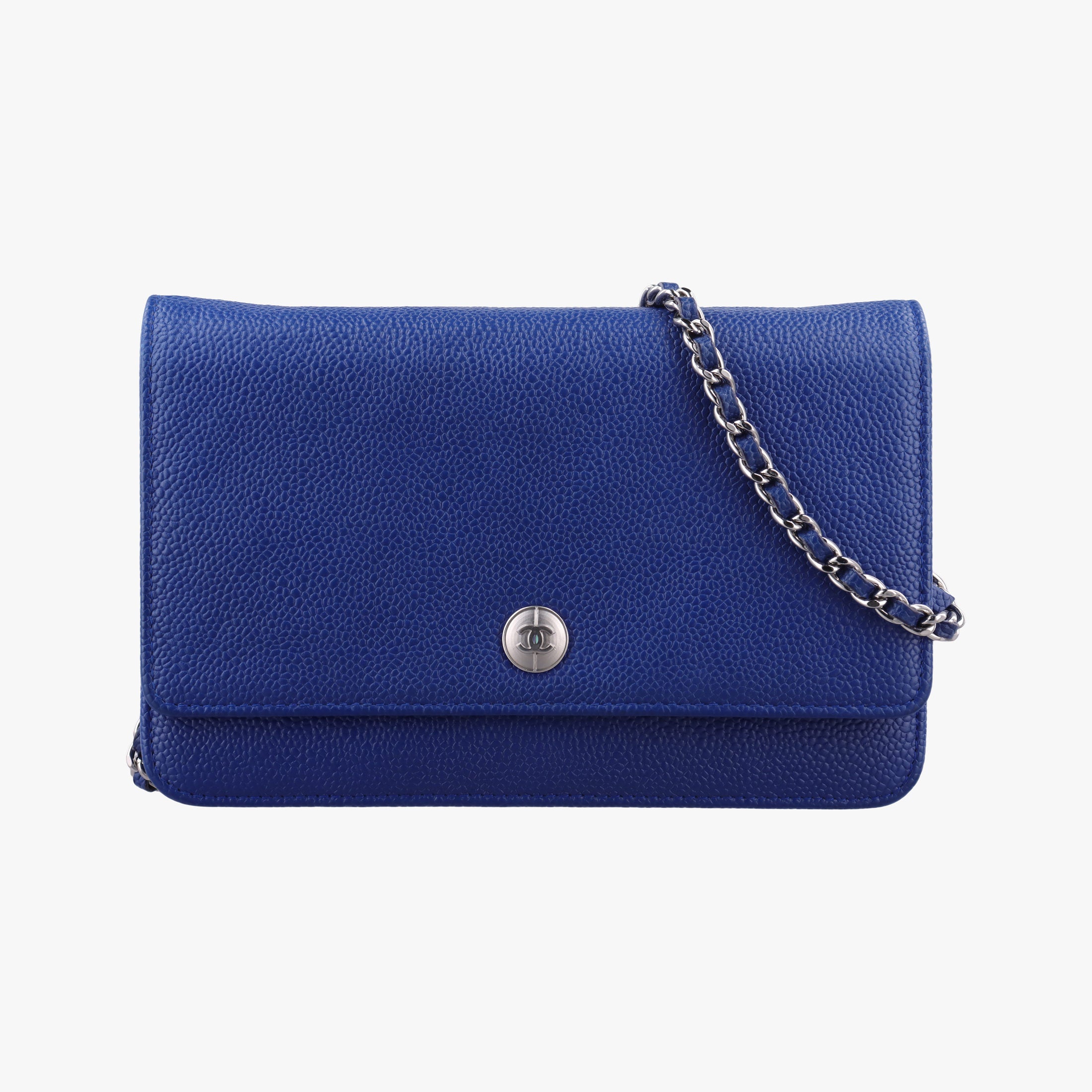 Pre-owned Chanel Caviar Wallet Chain Blue caviar skin A68872 shoulderbag | stylenewstar