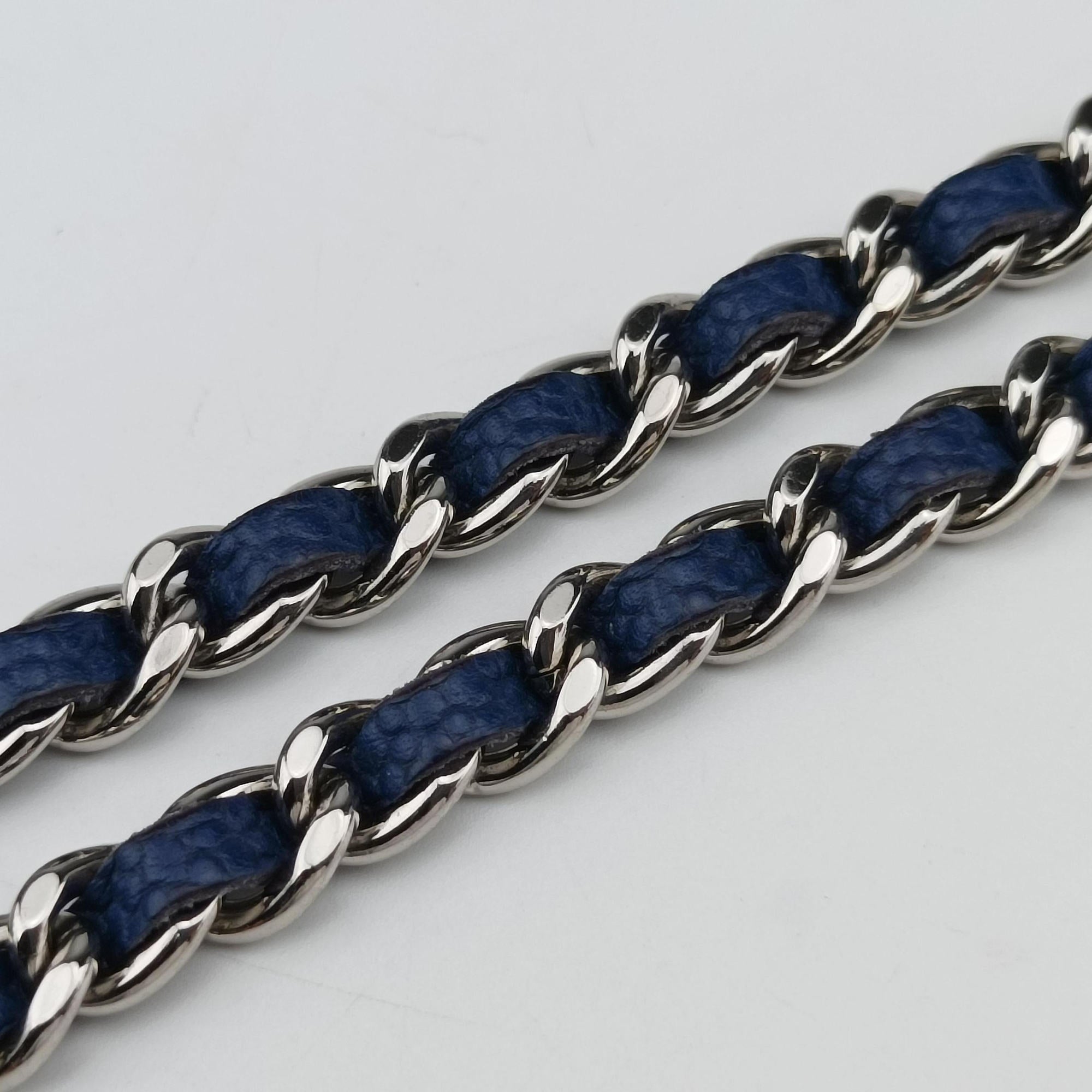 Pre-owned Chanel Caviar Wallet Chain Blue caviar skin A68872 shoulderbag | stylenewstar