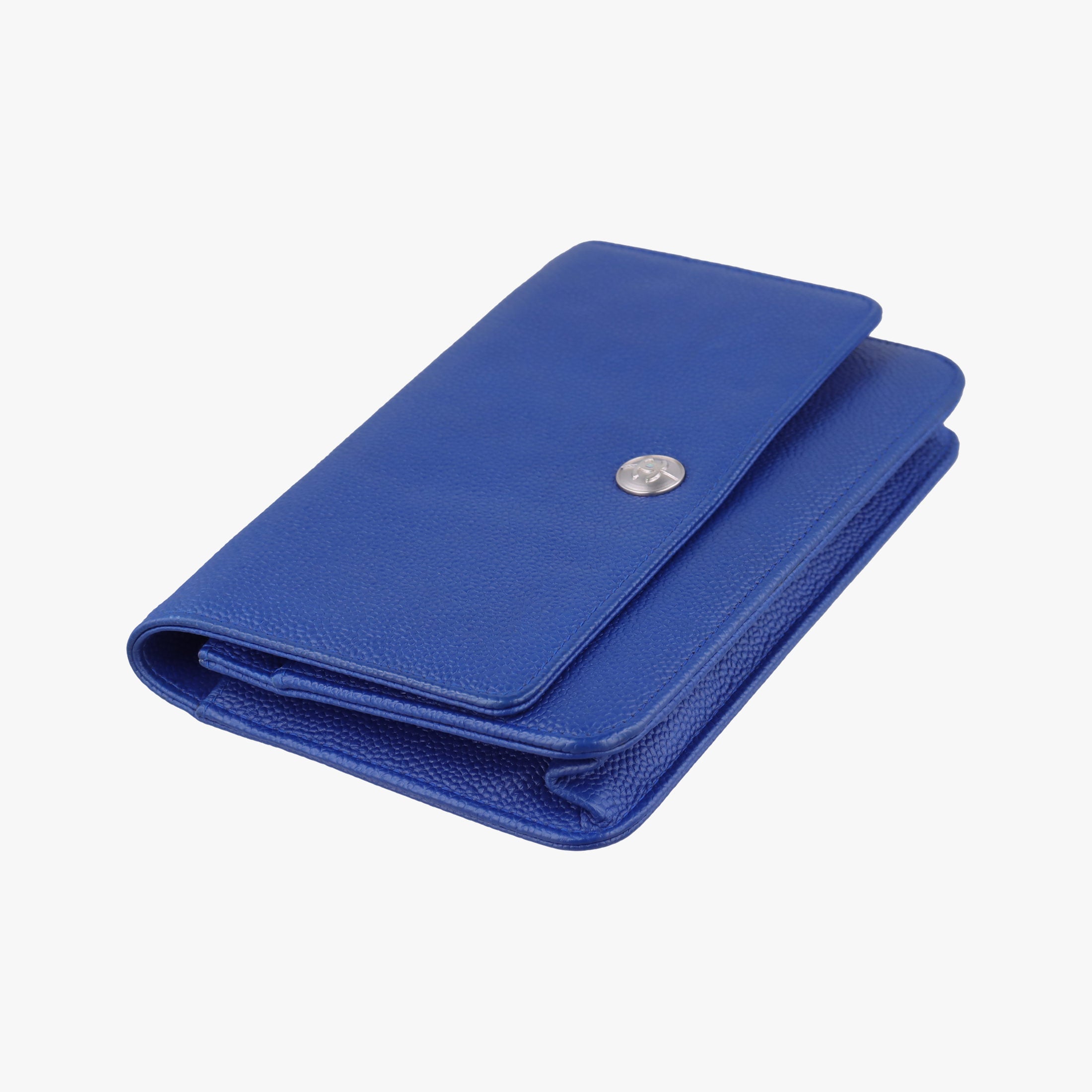Pre-owned Chanel Caviar Wallet Chain Blue caviar skin A68872 shoulderbag | stylenewstar