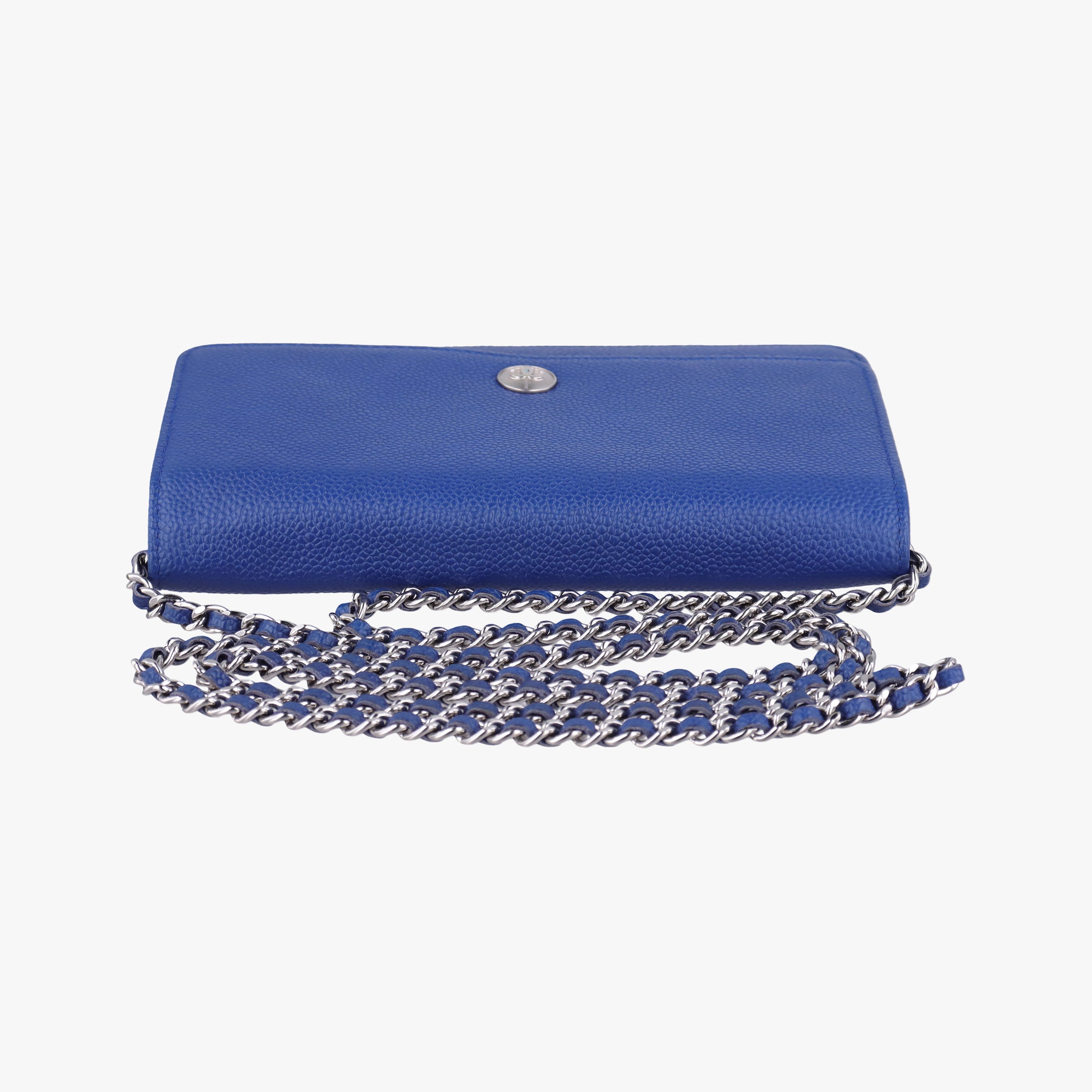 Pre-owned Chanel Caviar Wallet Chain Blue caviar skin A68872 shoulderbag | stylenewstar