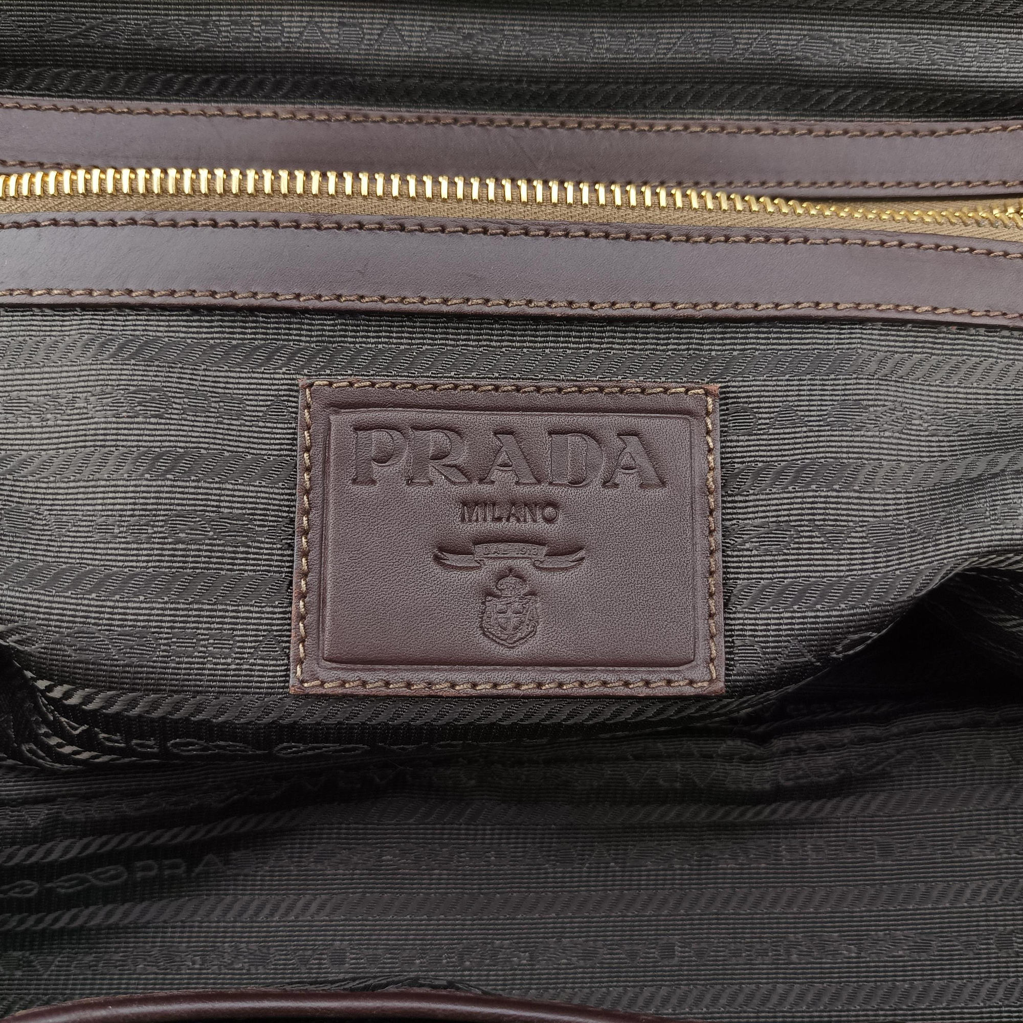 Pre-owned Prada Vitello Daino Trimmed Canapa Logo Frame Brown Fabric × leather BR3508 handbag | stylenewstar