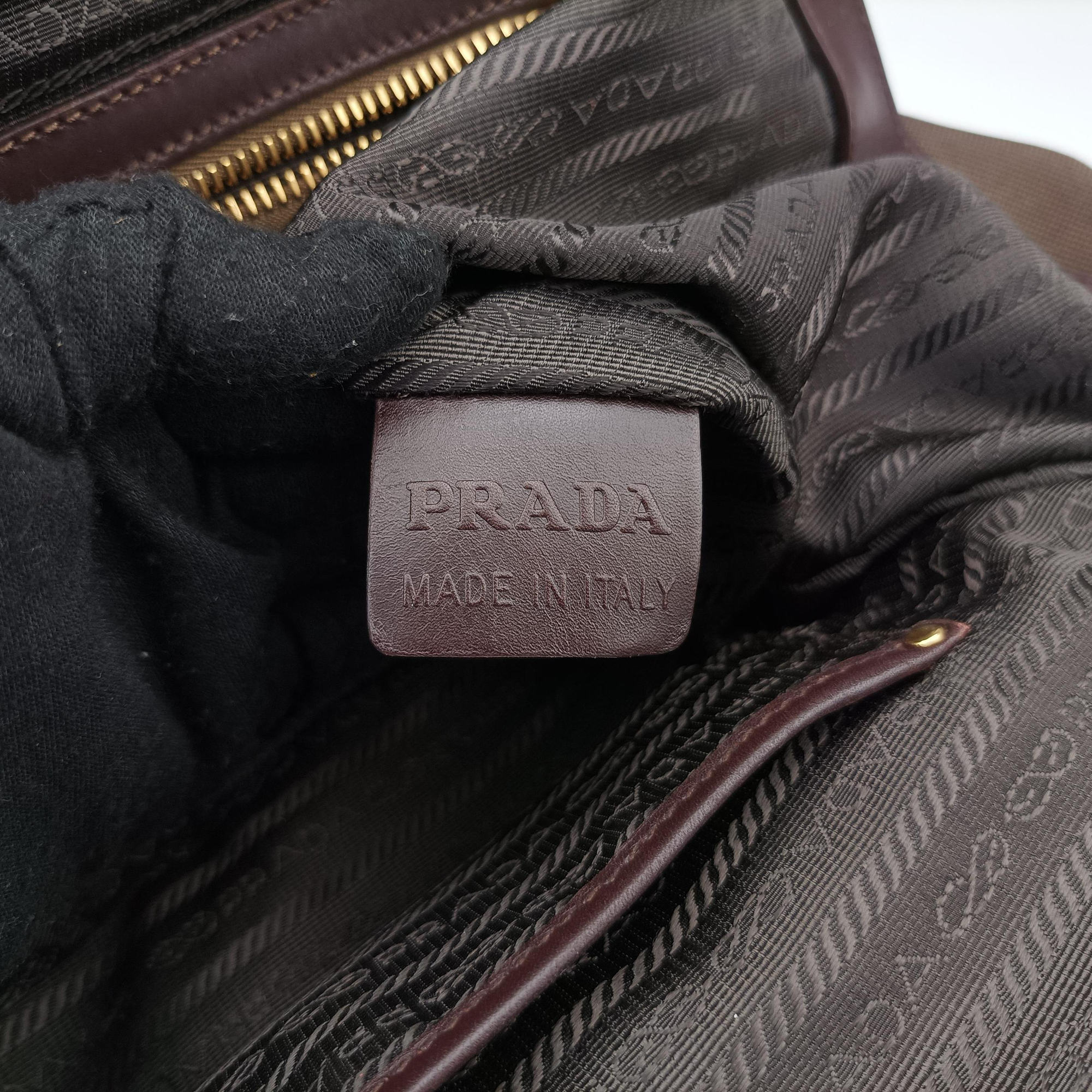 Pre-owned Prada Vitello Daino Trimmed Canapa Logo Frame Brown Fabric × leather BR3508 handbag | stylenewstar