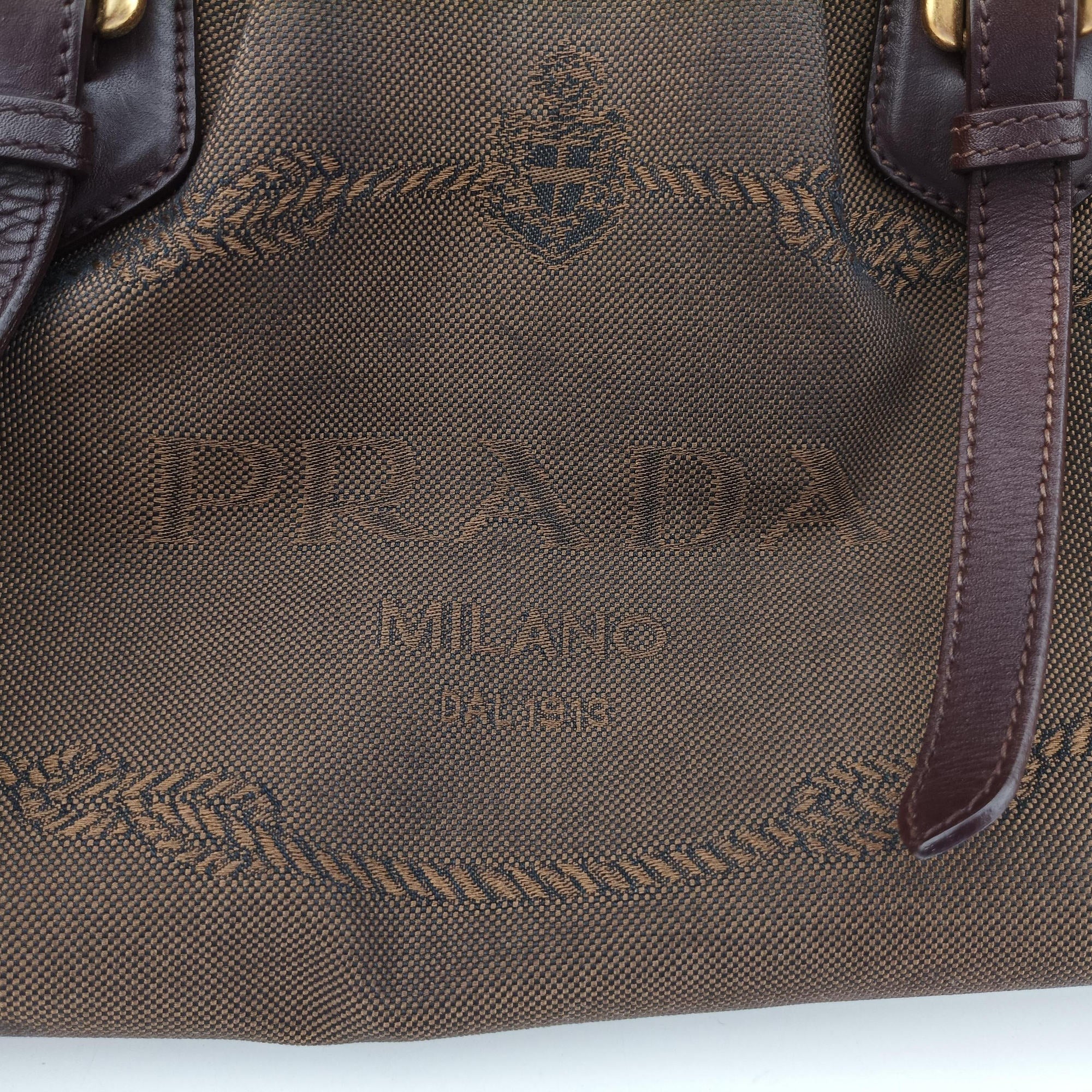Pre-owned Prada Vitello Daino Trimmed Canapa Logo Frame Brown Fabric × leather BR3508 handbag | stylenewstar