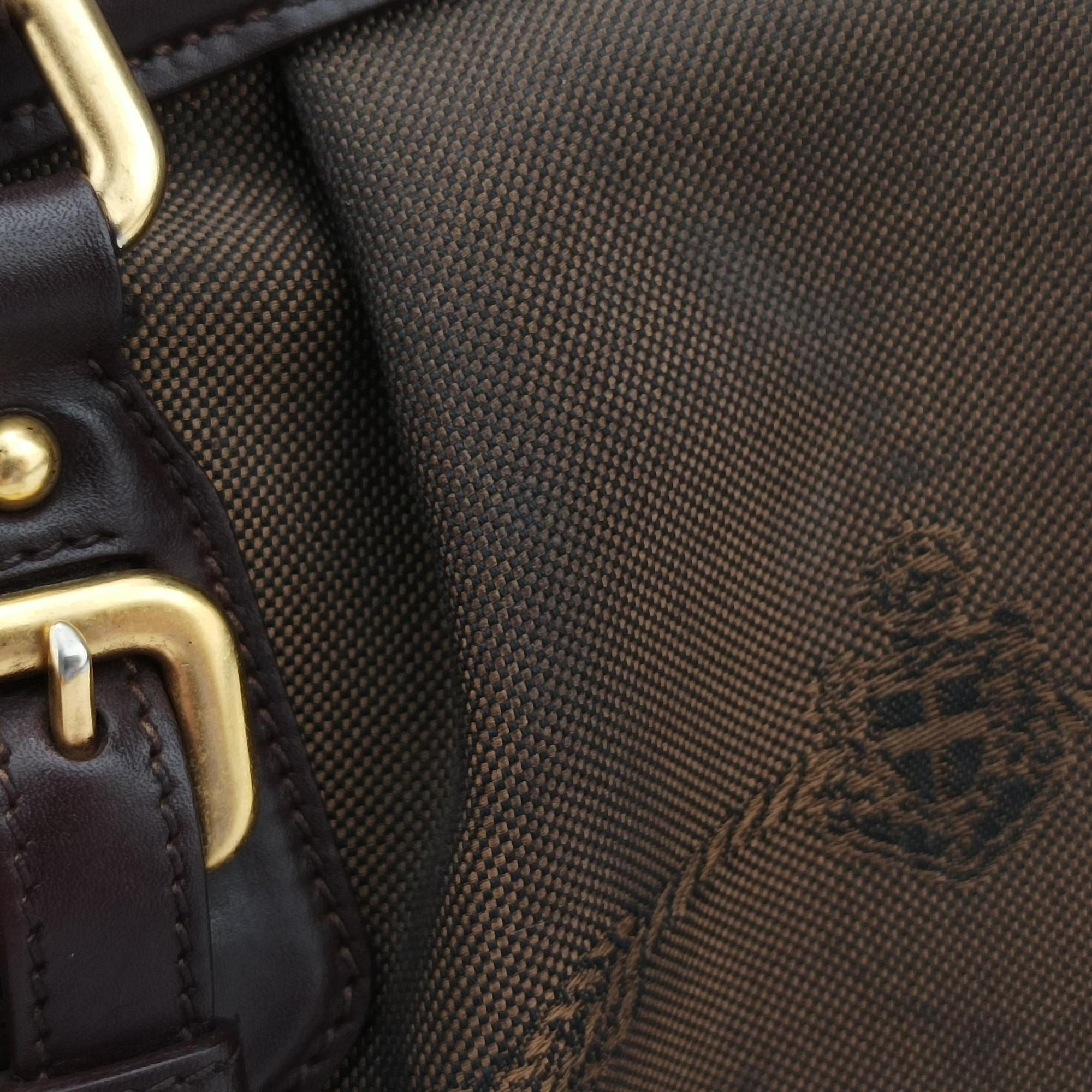 Pre-owned Prada Vitello Daino Trimmed Canapa Logo Frame Brown Fabric × leather BR3508 handbag | stylenewstar