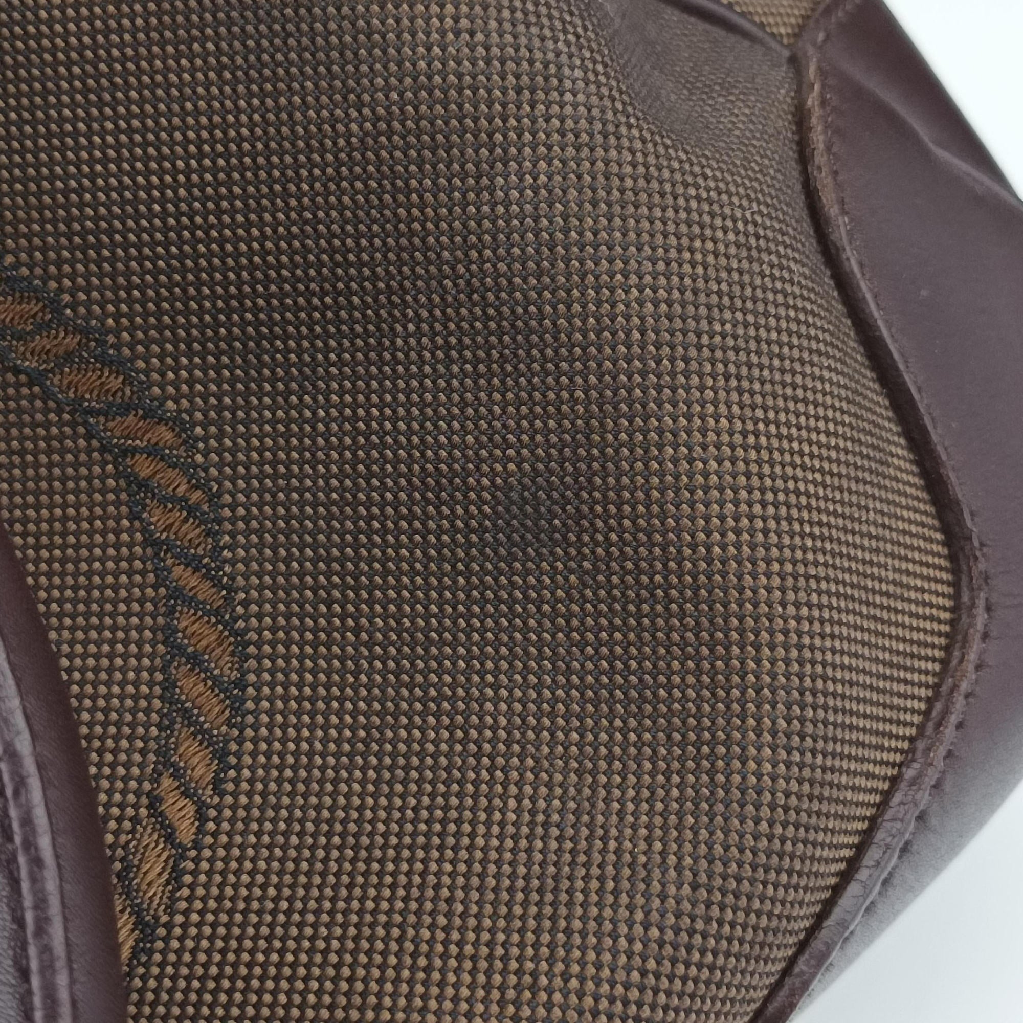 Pre-owned Prada Vitello Daino Trimmed Canapa Logo Frame Brown Fabric × leather BR3508 handbag | stylenewstar