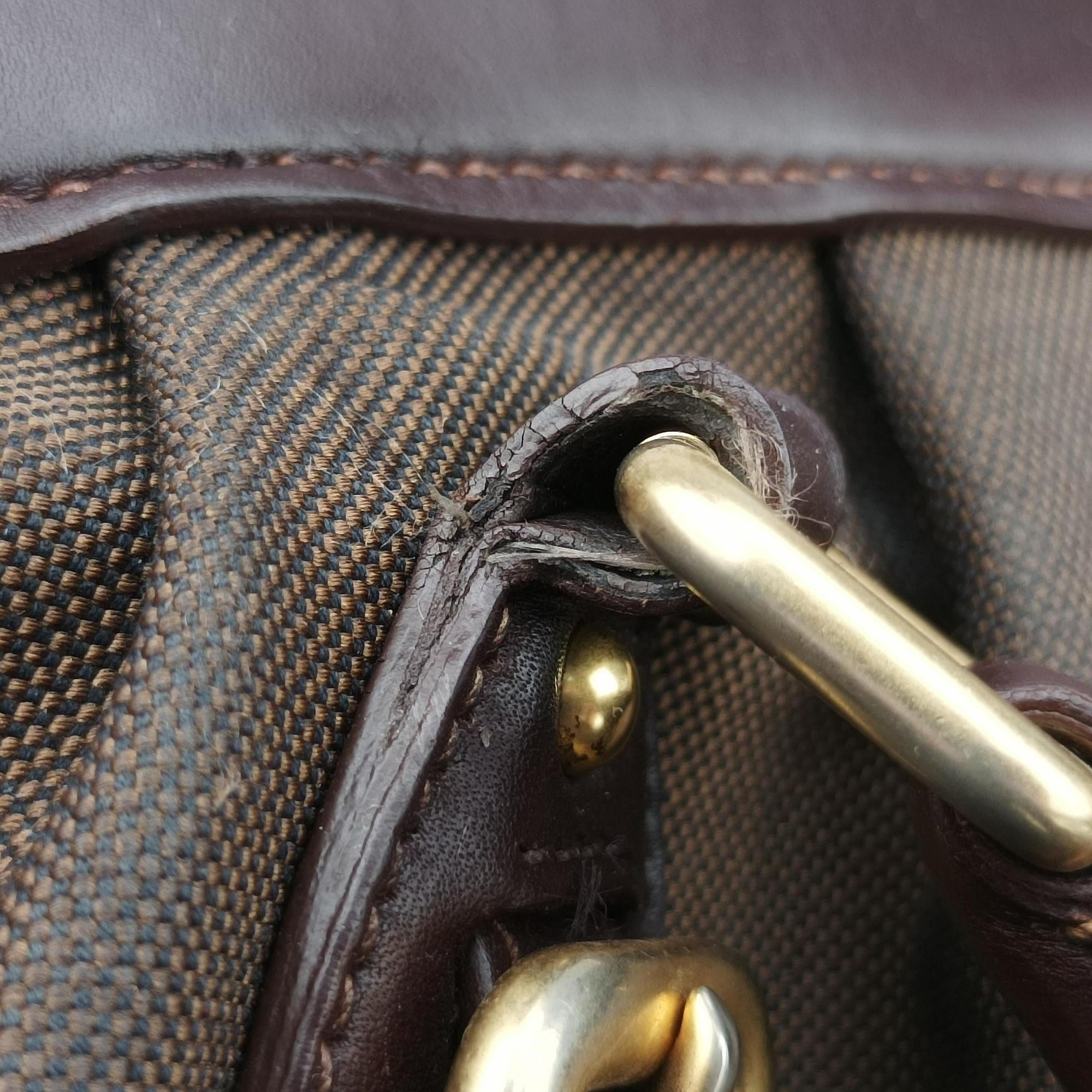 Pre-owned Prada Vitello Daino Trimmed Canapa Logo Frame Brown Fabric × leather BR3508 handbag | stylenewstar