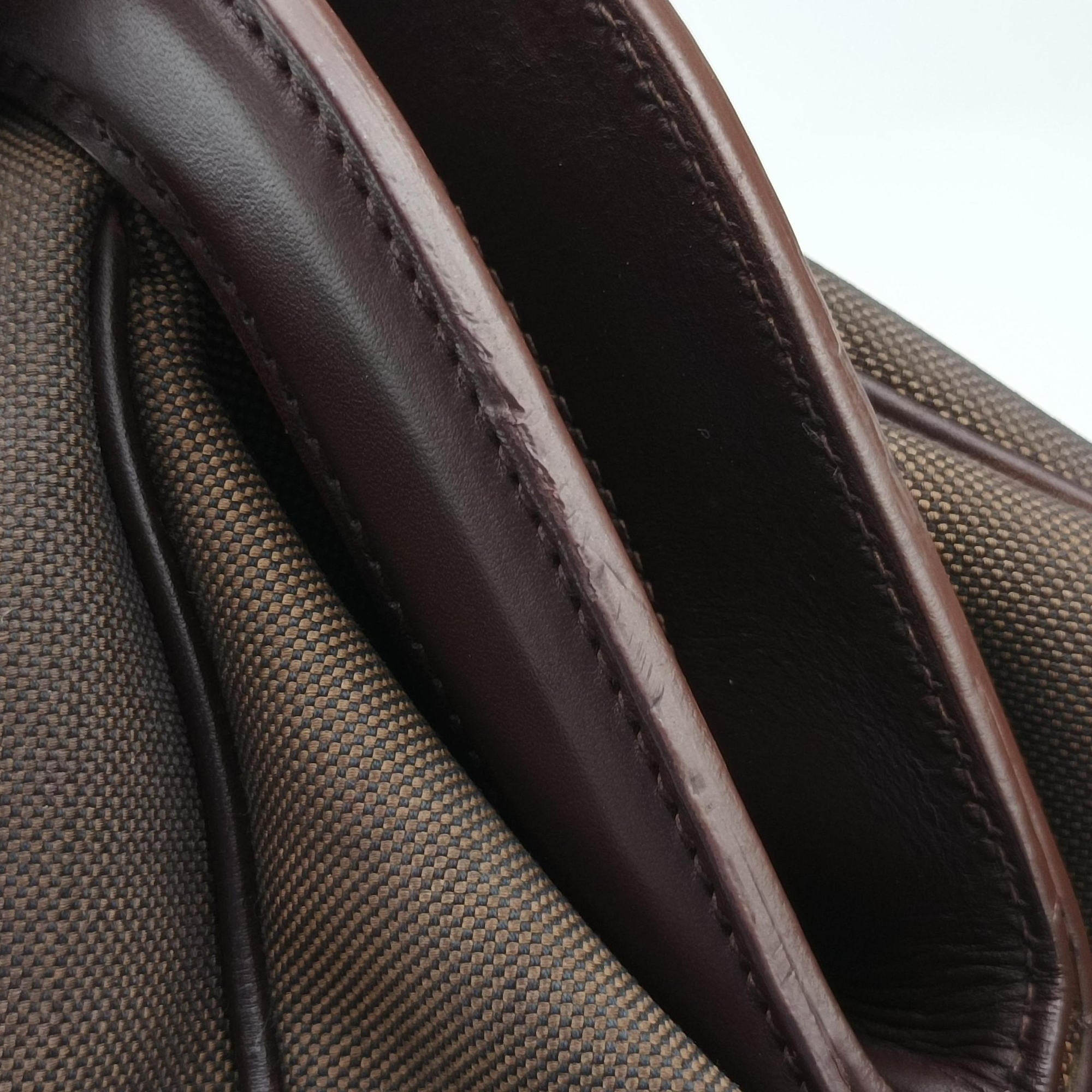 Pre-owned Prada Vitello Daino Trimmed Canapa Logo Frame Brown Fabric × leather BR3508 handbag | stylenewstar