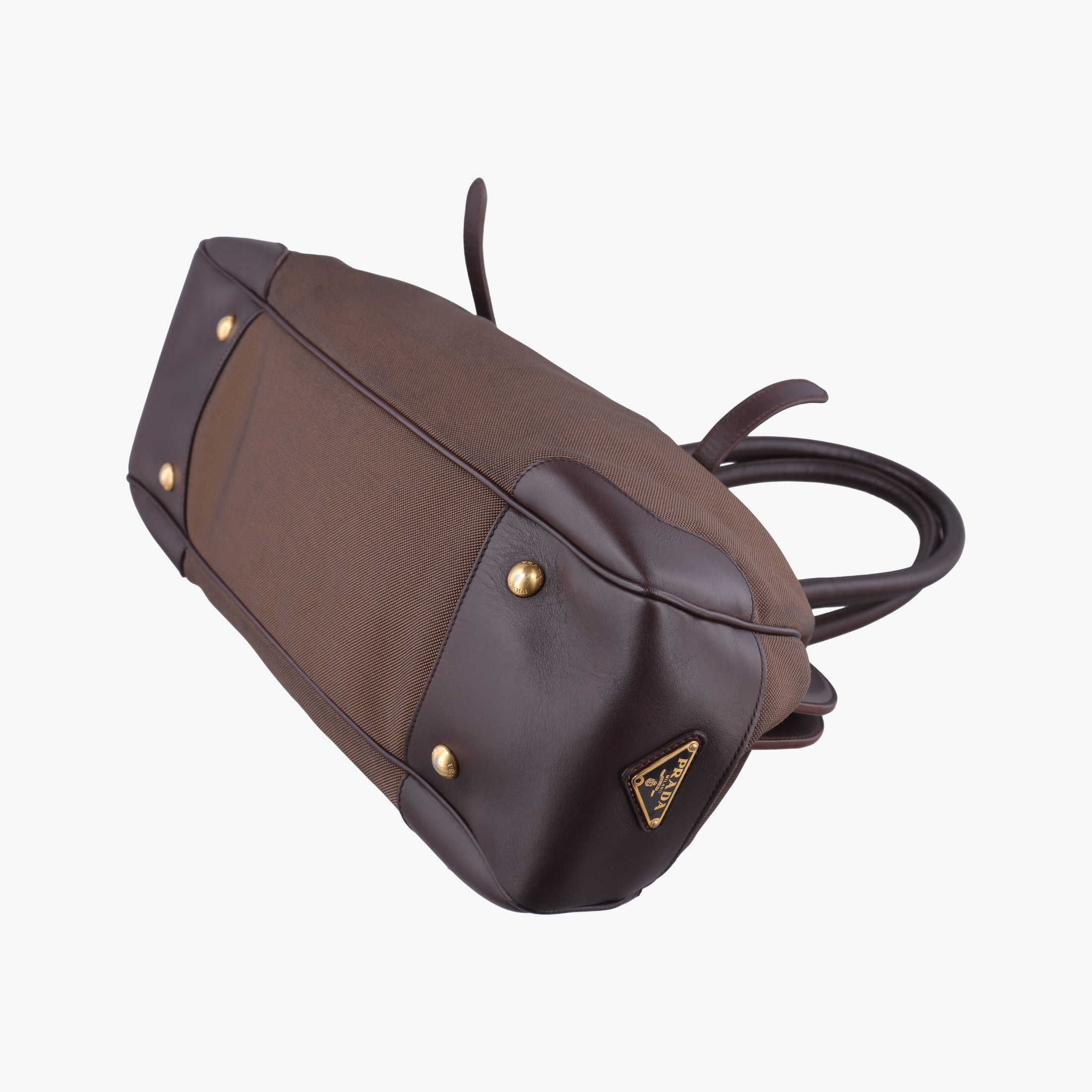 Pre-owned Prada Vitello Daino Trimmed Canapa Logo Frame Brown Fabric × leather BR3508 handbag | stylenewstar