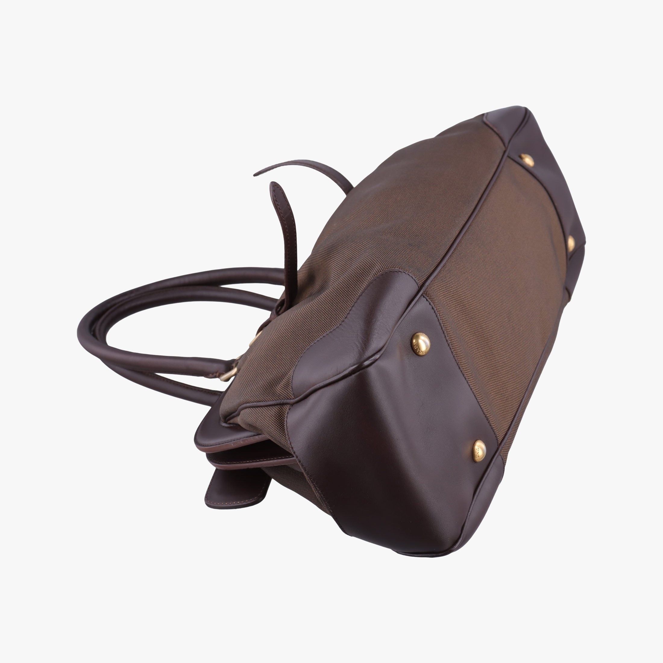 Pre-owned Prada Vitello Daino Trimmed Canapa Logo Frame Brown Fabric × leather BR3508 handbag | stylenewstar