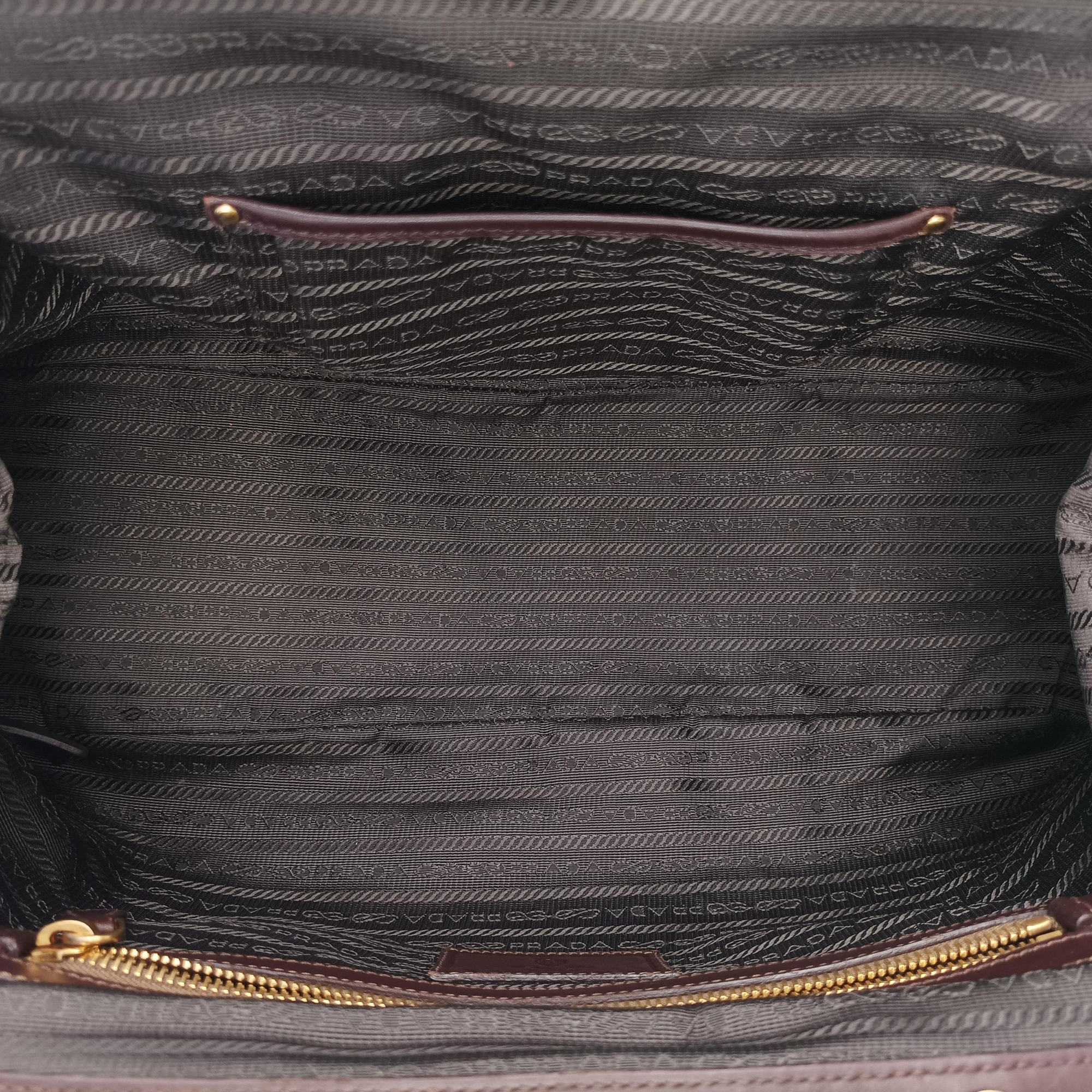 Pre-owned Prada Vitello Daino Trimmed Canapa Logo Frame Brown Fabric × leather BR3508 handbag | stylenewstar