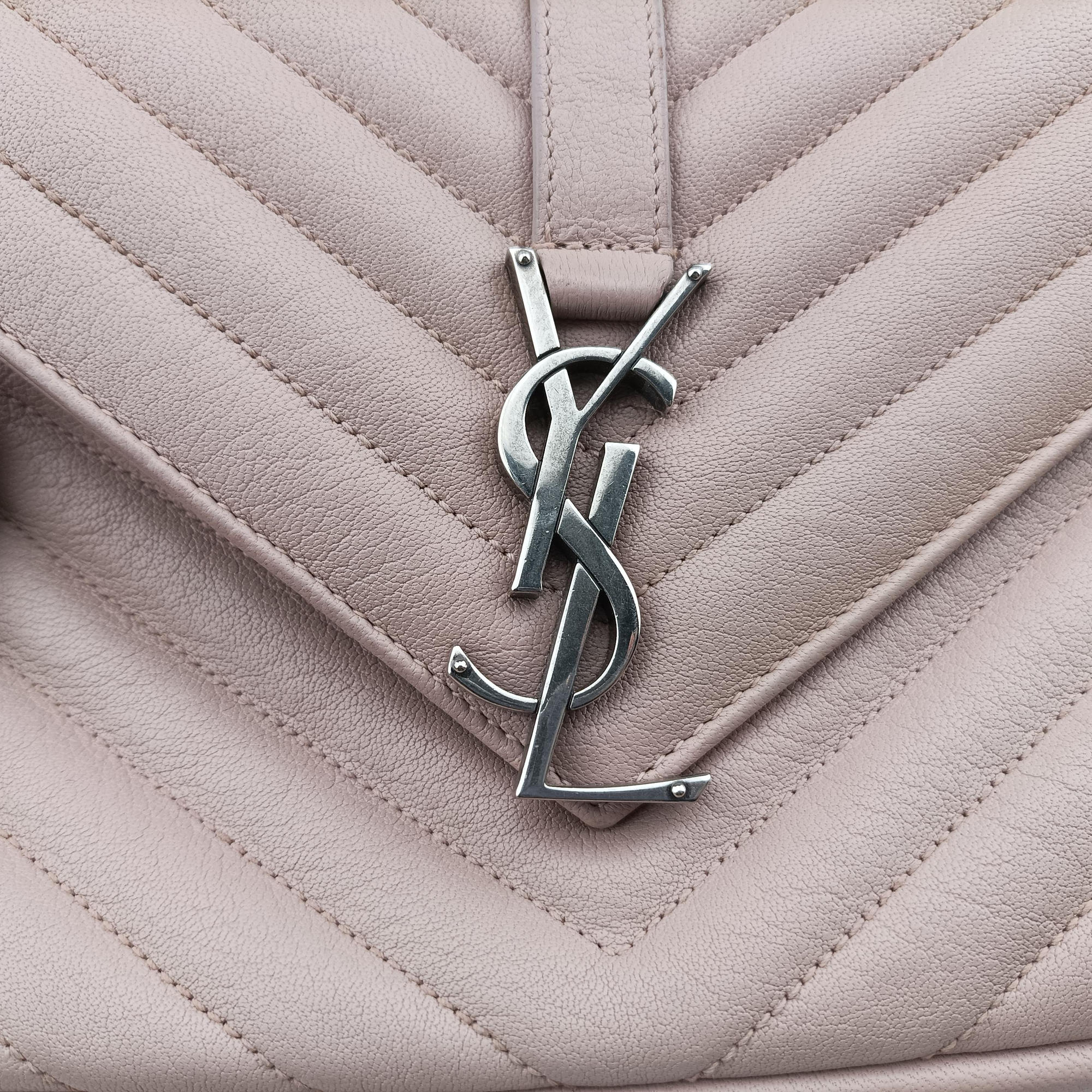 Pre-owned Yves Saint Laurent COLLEGE Pink Leather 428056 shoulderbag | stylenewstar