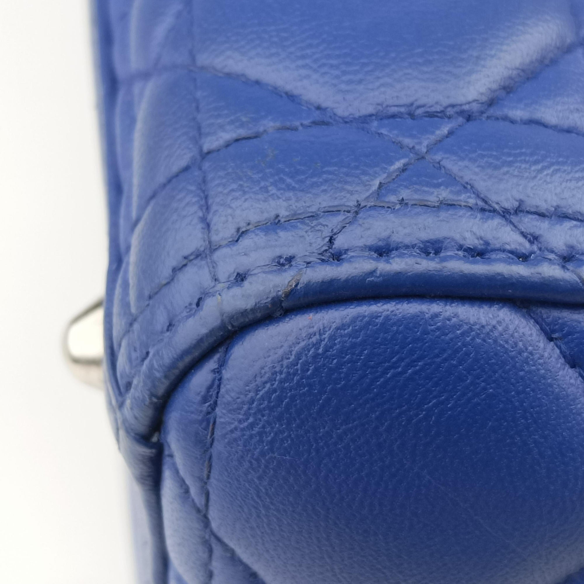 Pre-owned Christian Dior Lady Dior Blue lambskin  handbag | stylenewstar