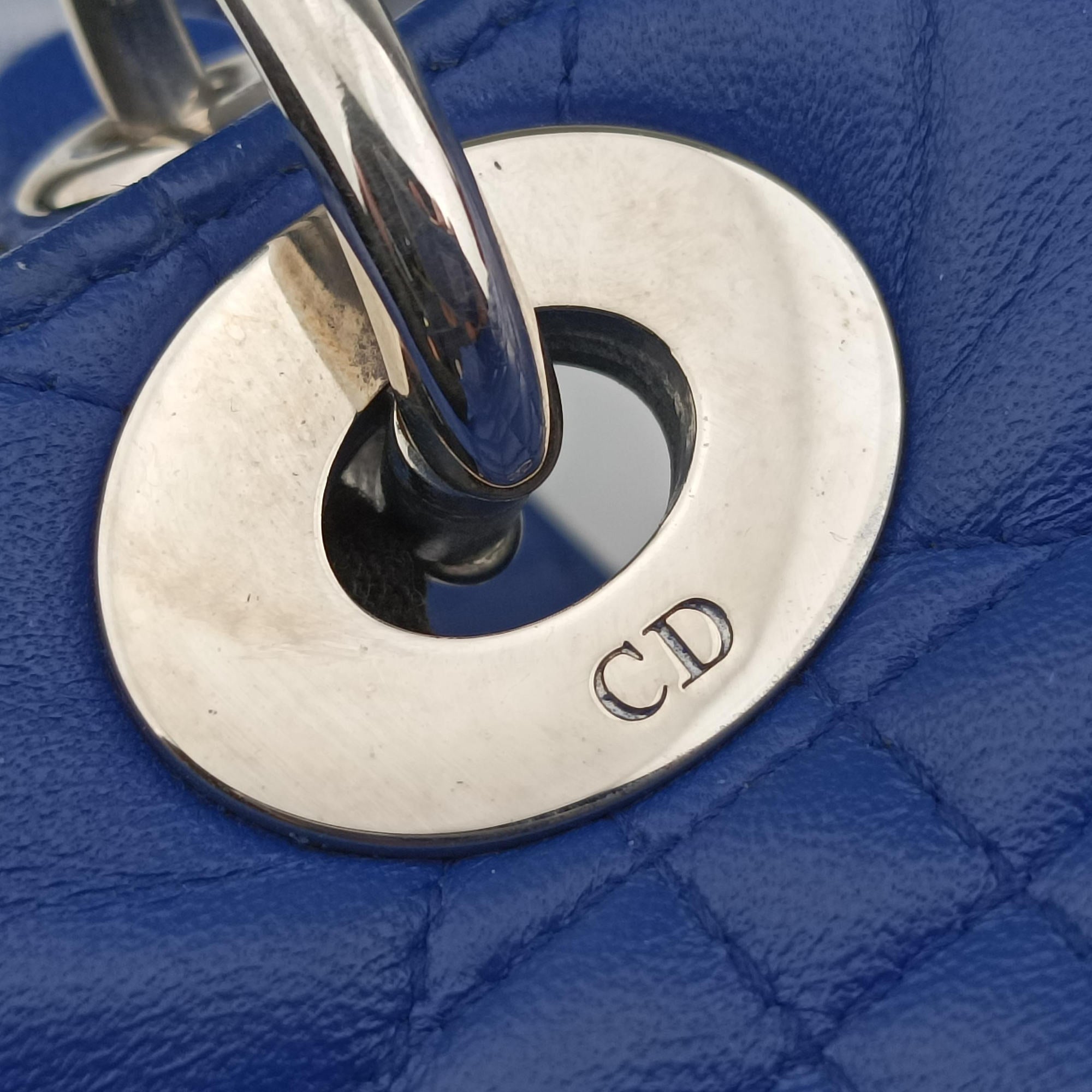 Pre-owned Christian Dior Lady Dior Blue lambskin  handbag | stylenewstar