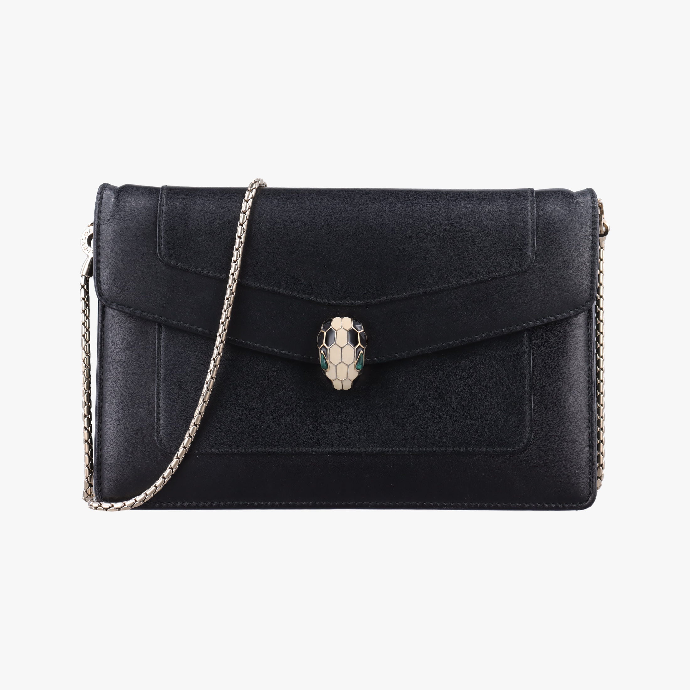 Pre-owned Bvlgari SERPENTI FOREVER Black Leather  shoulderbag | stylenewstar
