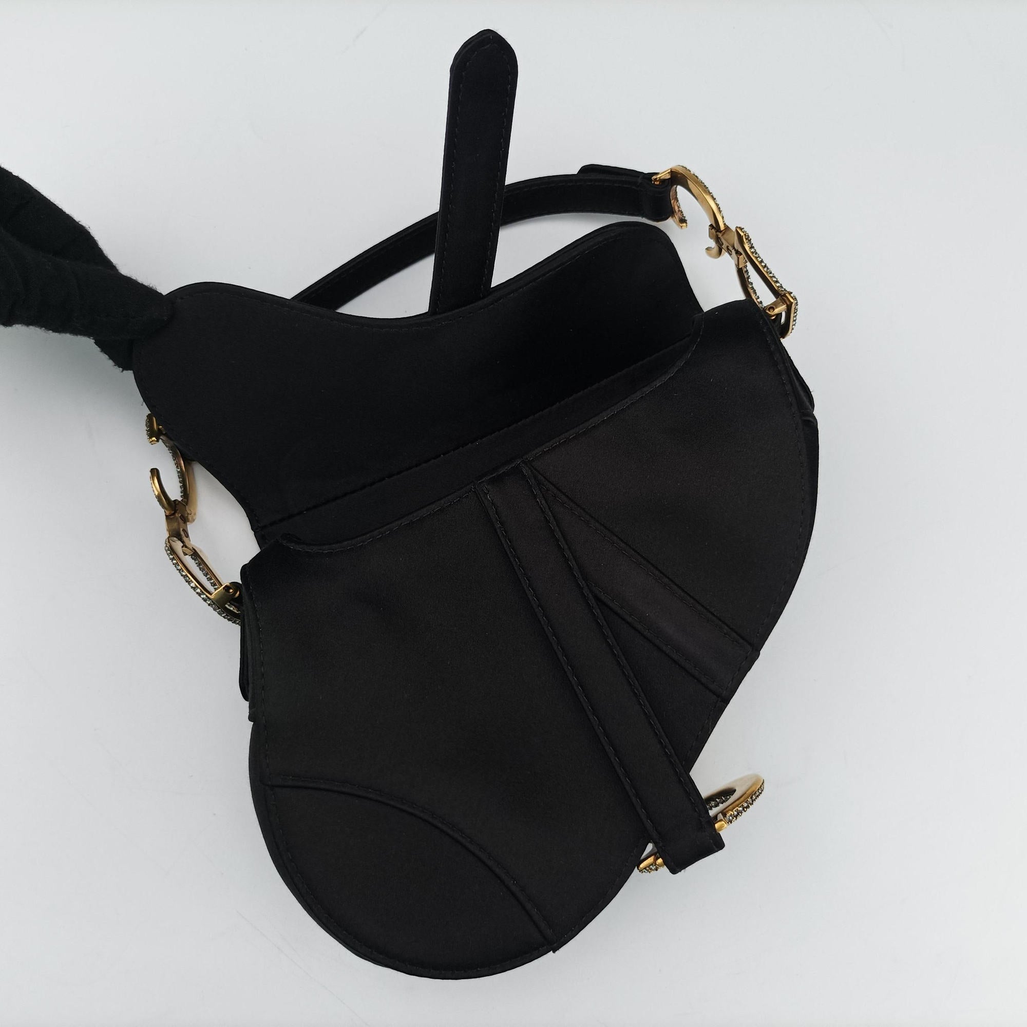Pre-owned Christian Dior Saddle bag Black Silk  handbag | stylenewstar