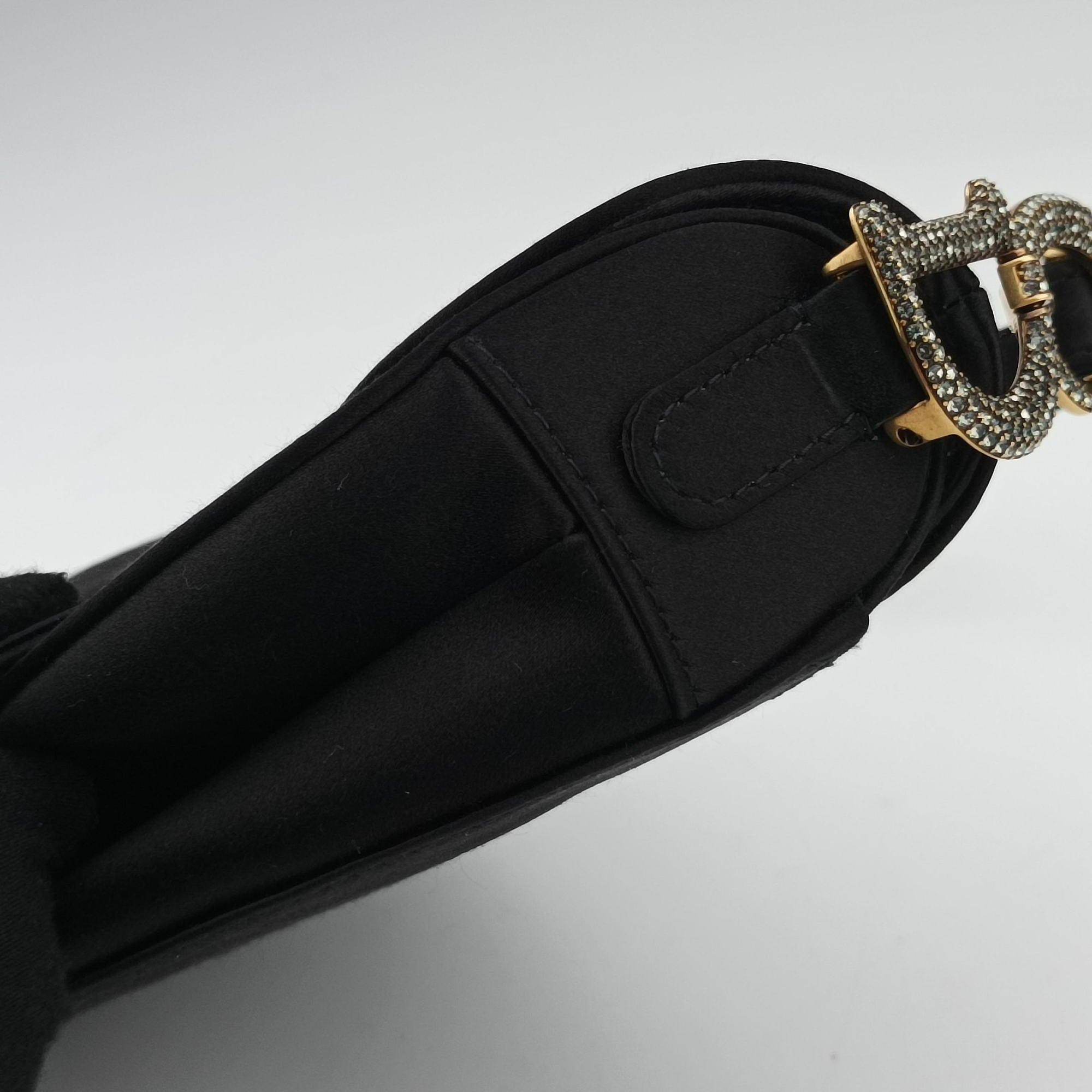 Pre-owned Christian Dior Saddle bag Black Silk  handbag | stylenewstar