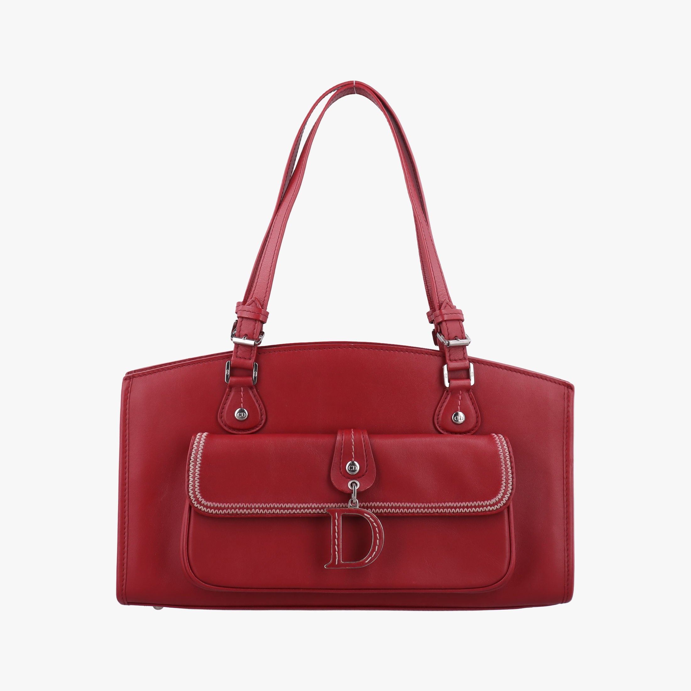 Pre-owned Christian Dior D charm Red Leather  handbag | stylenewstar