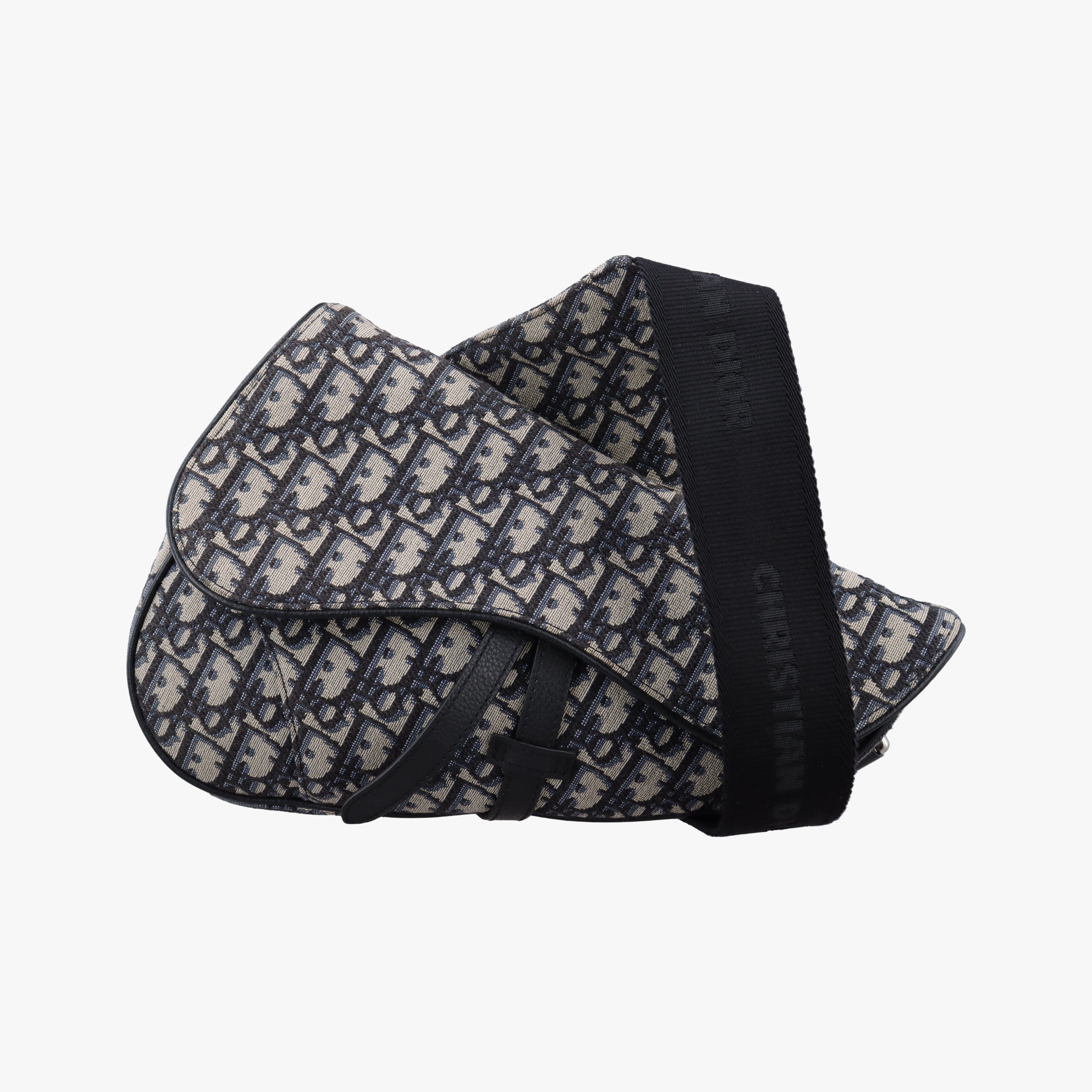 Secondhand Christian Dior saddle Navy×Gray Jacquard  crossbodybag | stylenewstar