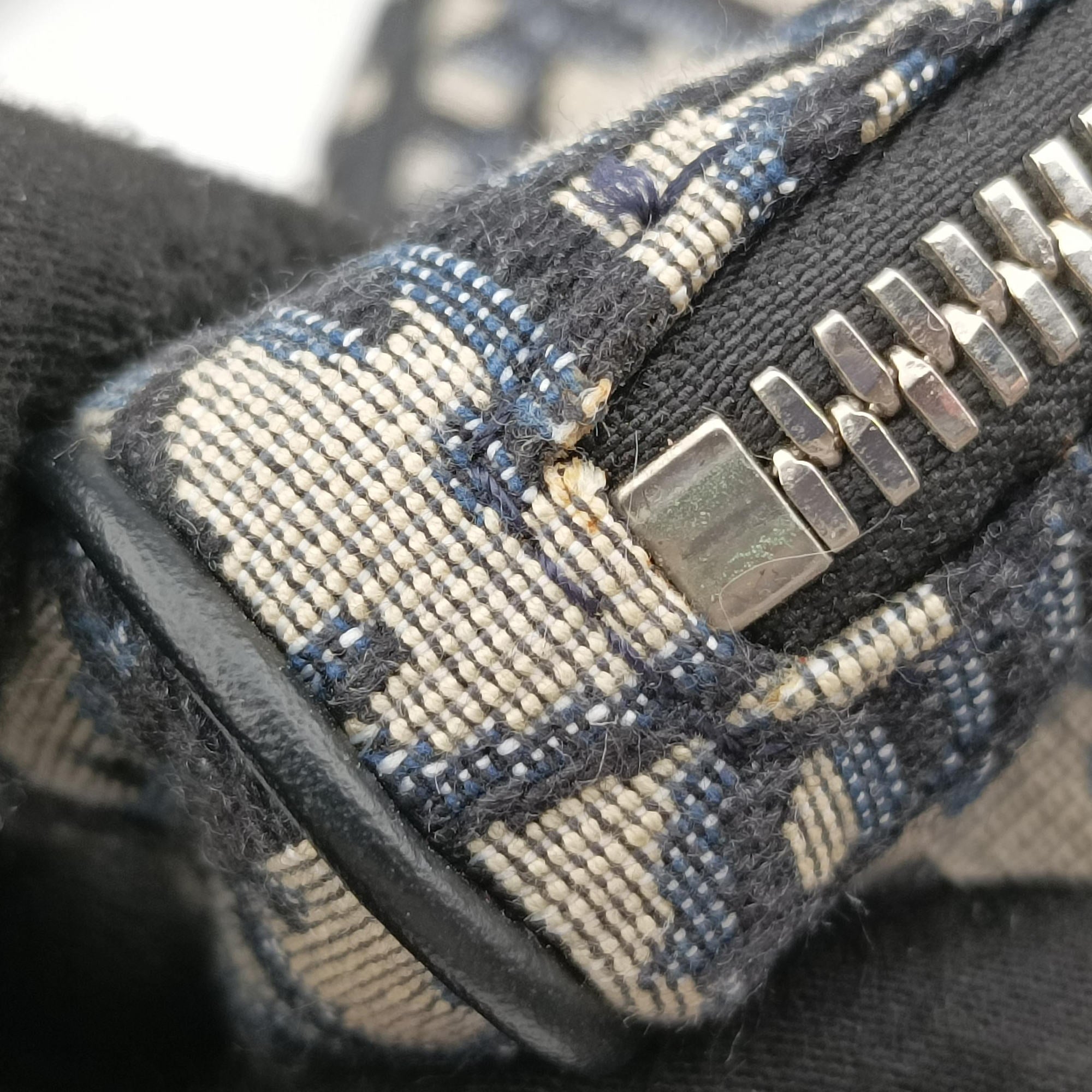 Secondhand Christian Dior saddle Navy×Gray Jacquard  crossbodybag | stylenewstar