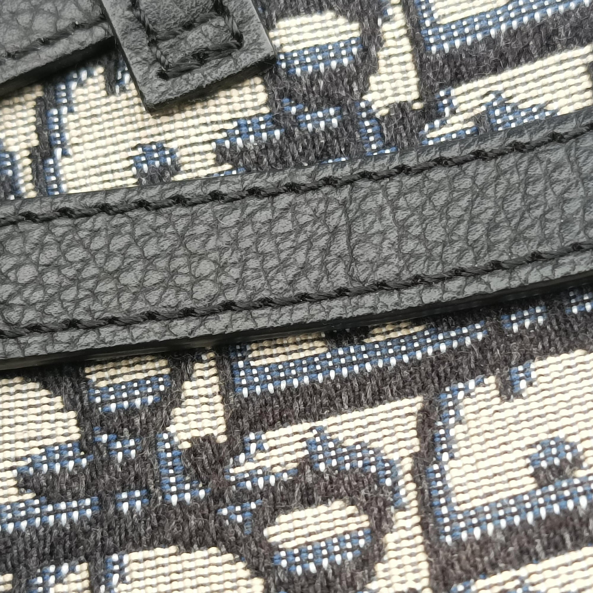 Secondhand Christian Dior saddle Navy×Gray Jacquard  crossbodybag | stylenewstar