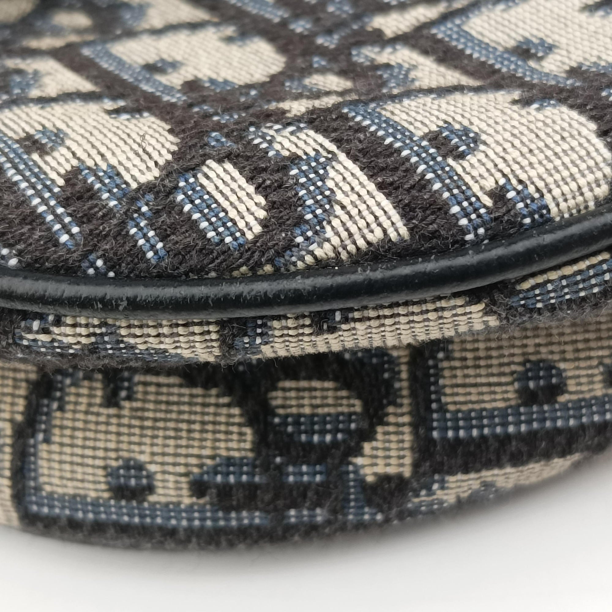 Secondhand Christian Dior saddle Navy×Gray Jacquard  crossbodybag | stylenewstar