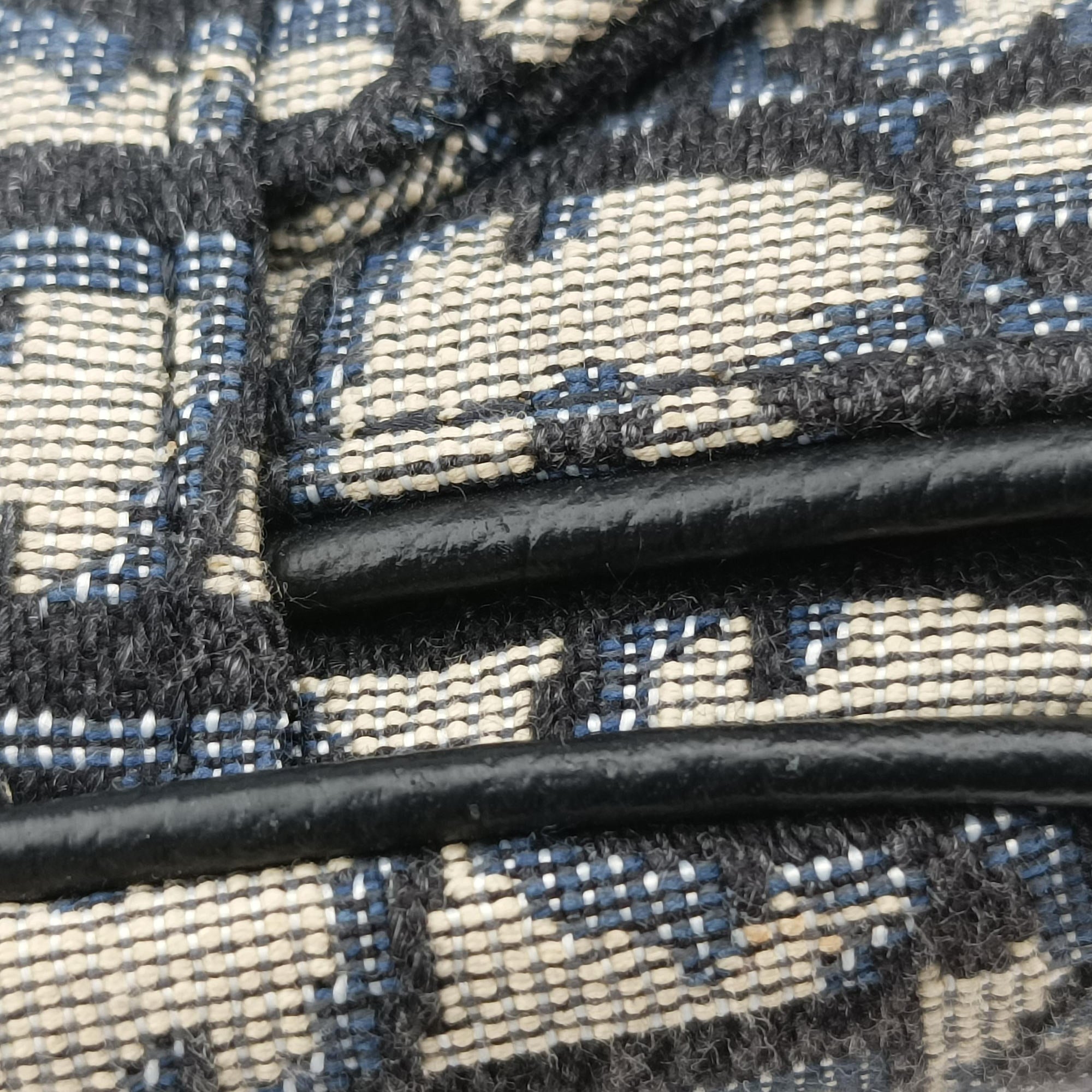 Secondhand Christian Dior saddle Navy×Gray Jacquard  crossbodybag | stylenewstar