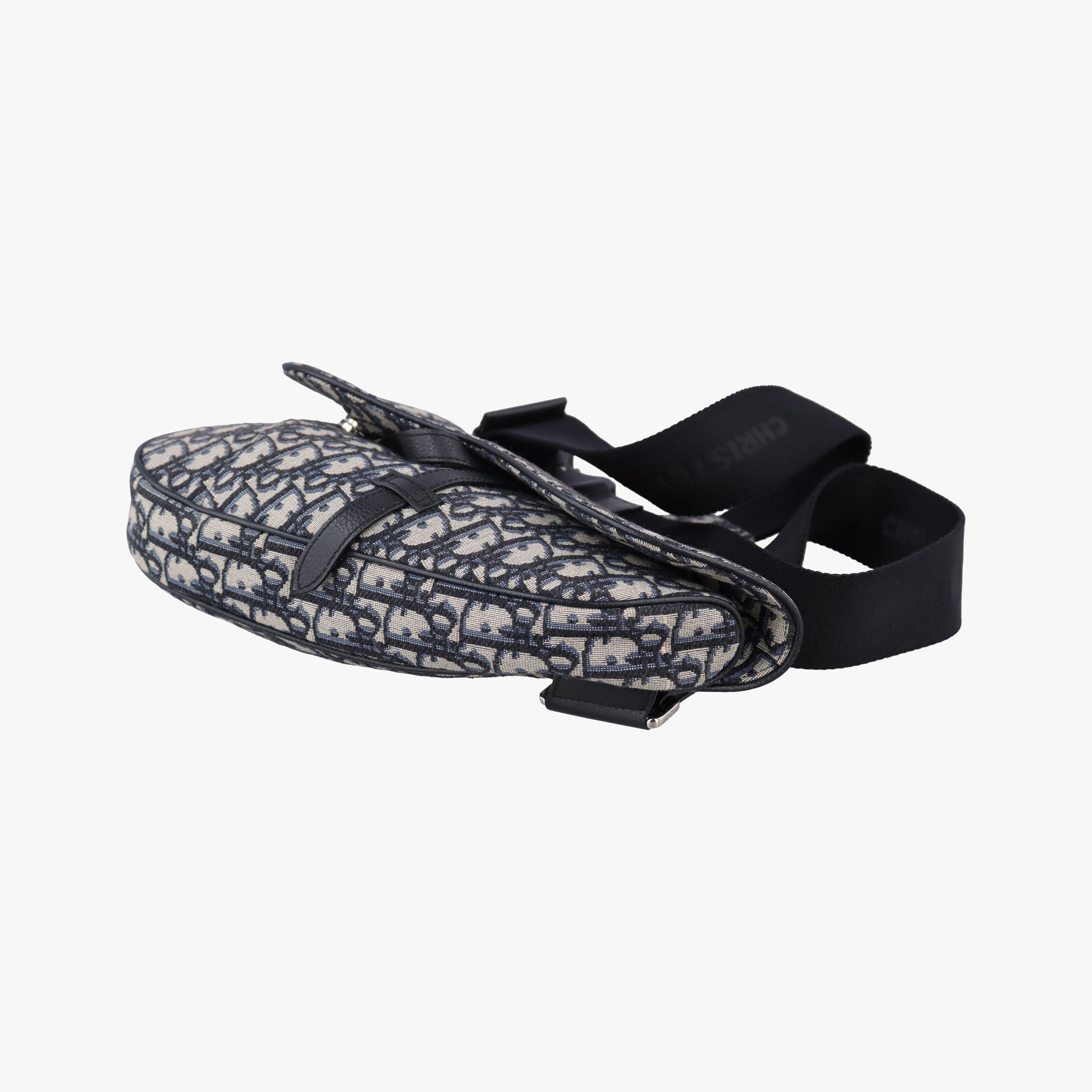 Secondhand Christian Dior saddle Navy×Gray Jacquard  crossbodybag | stylenewstar