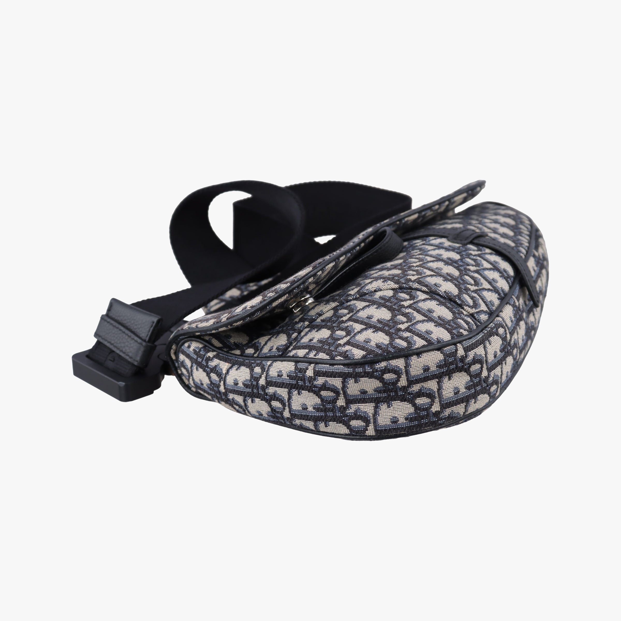 Secondhand Christian Dior saddle Navy×Gray Jacquard  crossbodybag | stylenewstar