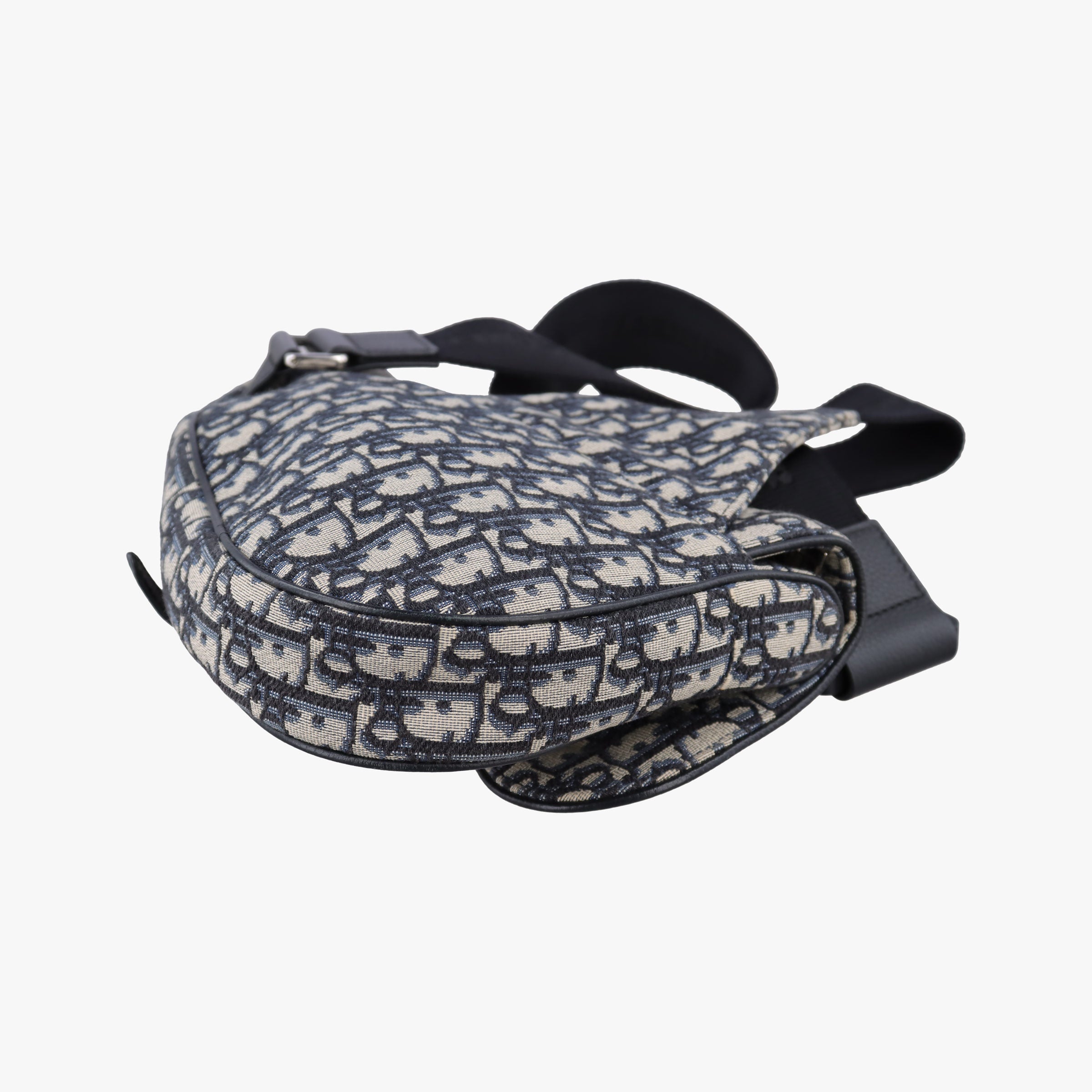 Secondhand Christian Dior saddle Navy×Gray Jacquard  crossbodybag | stylenewstar