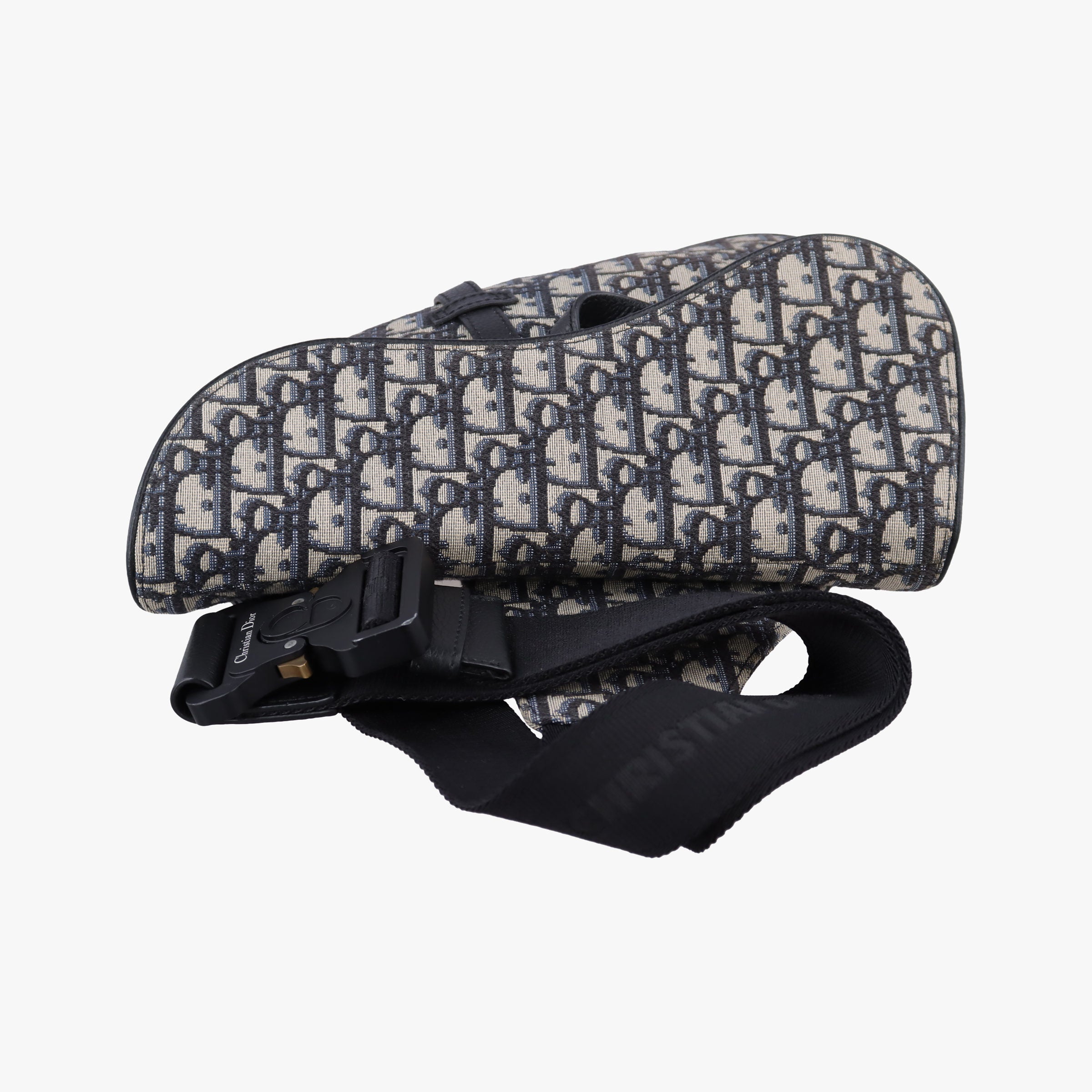 Secondhand Christian Dior saddle Navy×Gray Jacquard  crossbodybag | stylenewstar