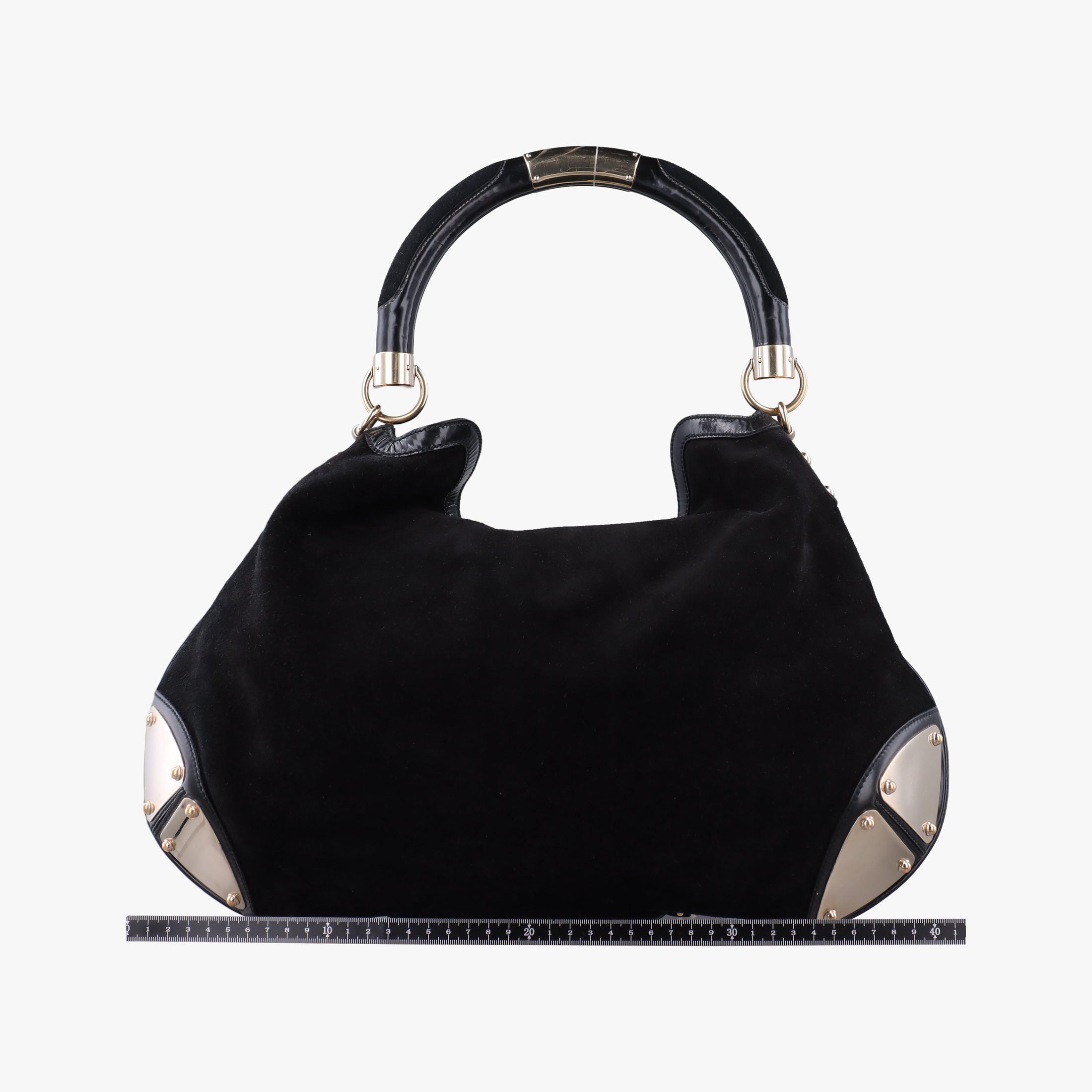 Pre-owned Gucci Bamboo Babouska Indy Hobo Black Suede 177088 shoulderbag | stylenewstar