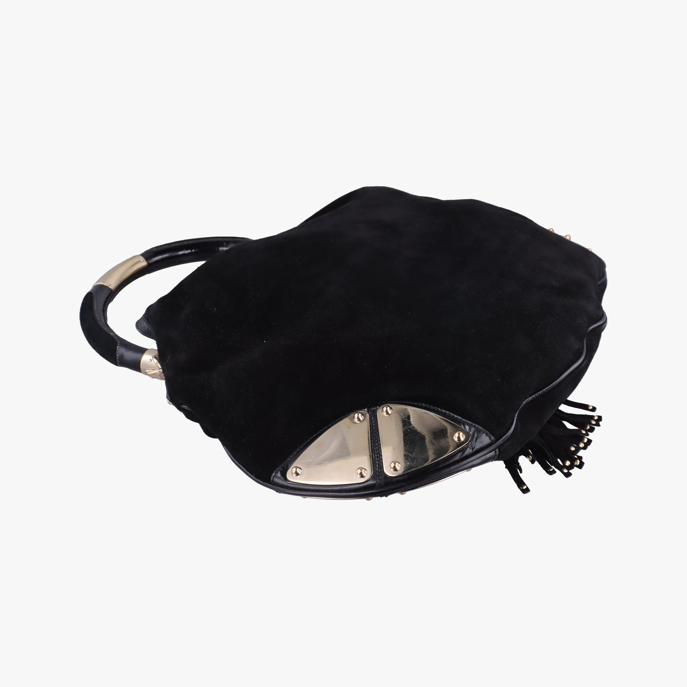 Pre-owned Gucci Bamboo Babouska Indy Hobo Black Suede 177088 shoulderbag | stylenewstar