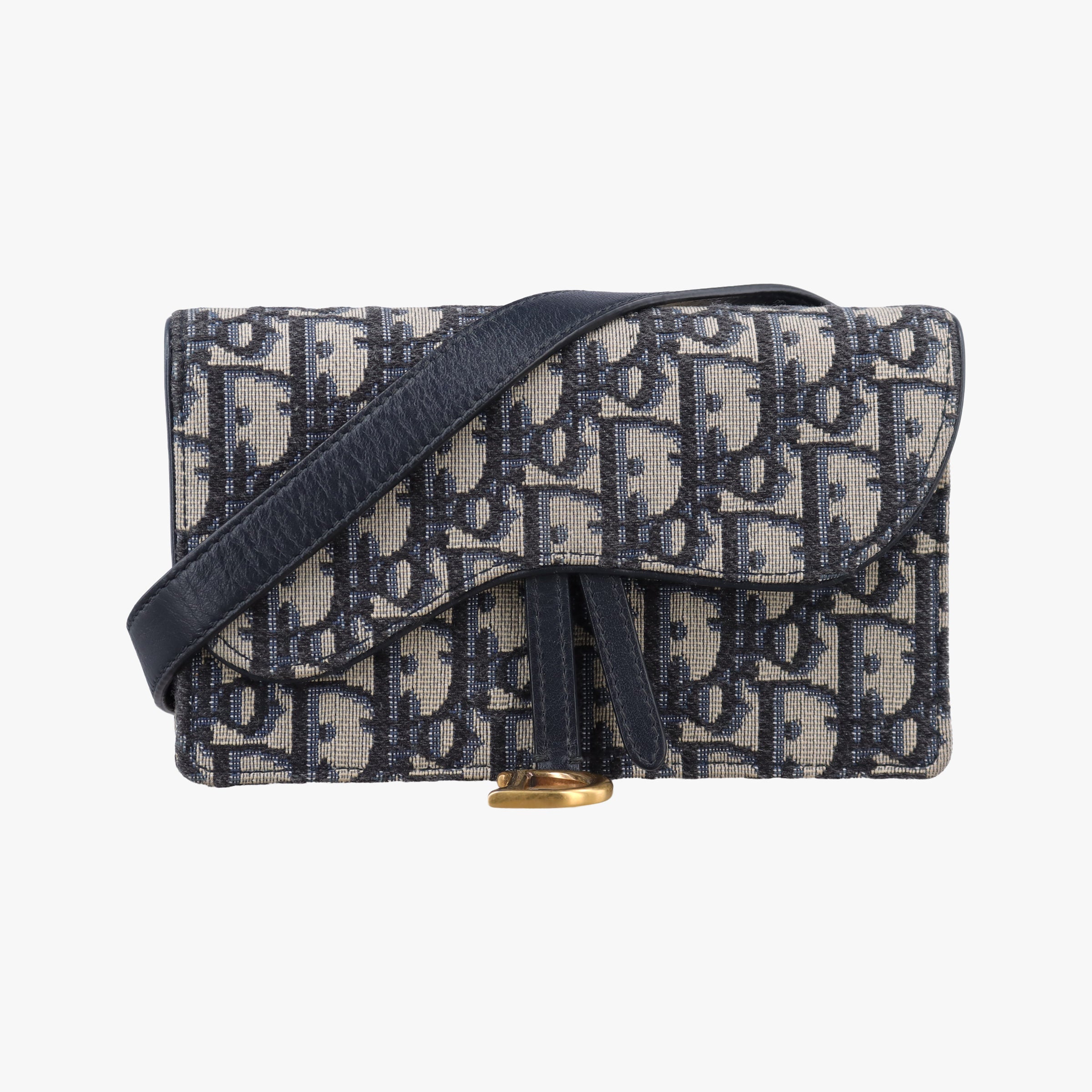 Secondhand Christian Dior Saddle Navy×Gray jacquard  bum bag/waist bag | stylenewstar