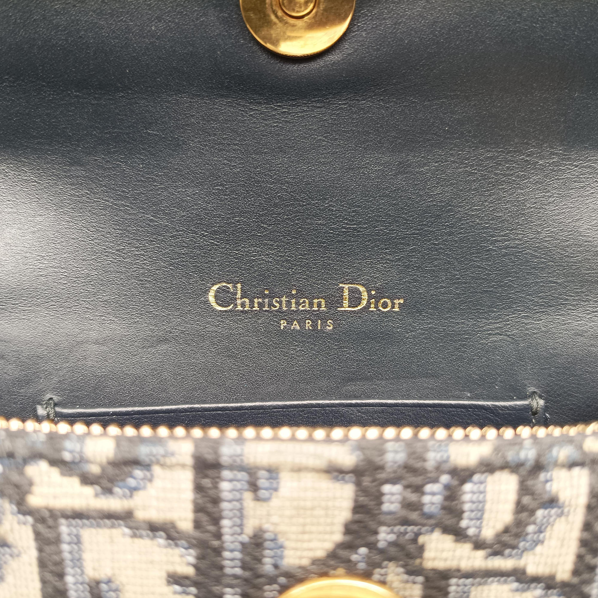 Secondhand Christian Dior Saddle Navy×Gray jacquard  bum bag/waist bag | stylenewstar