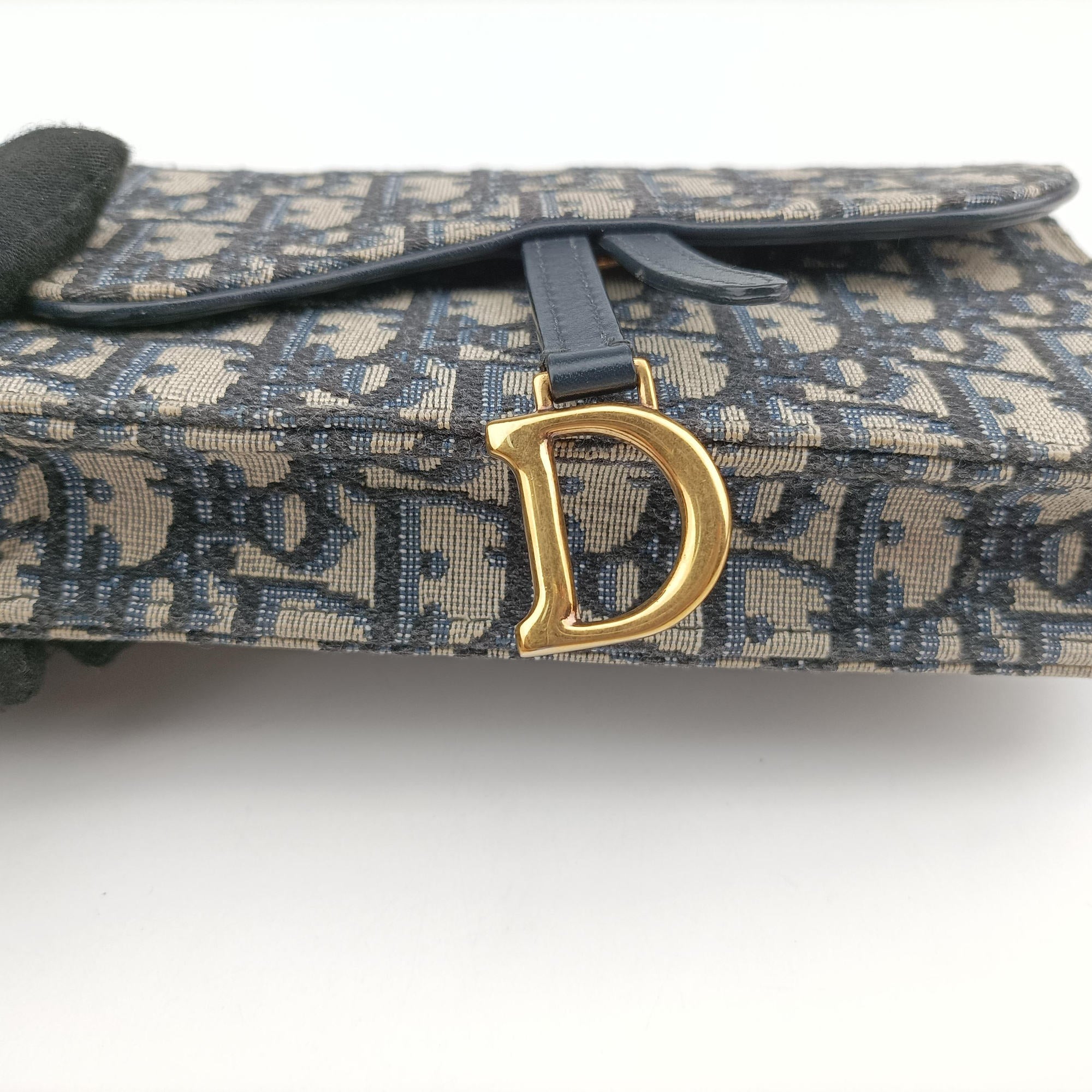 Secondhand Christian Dior Saddle Navy×Gray jacquard  bum bag/waist bag | stylenewstar