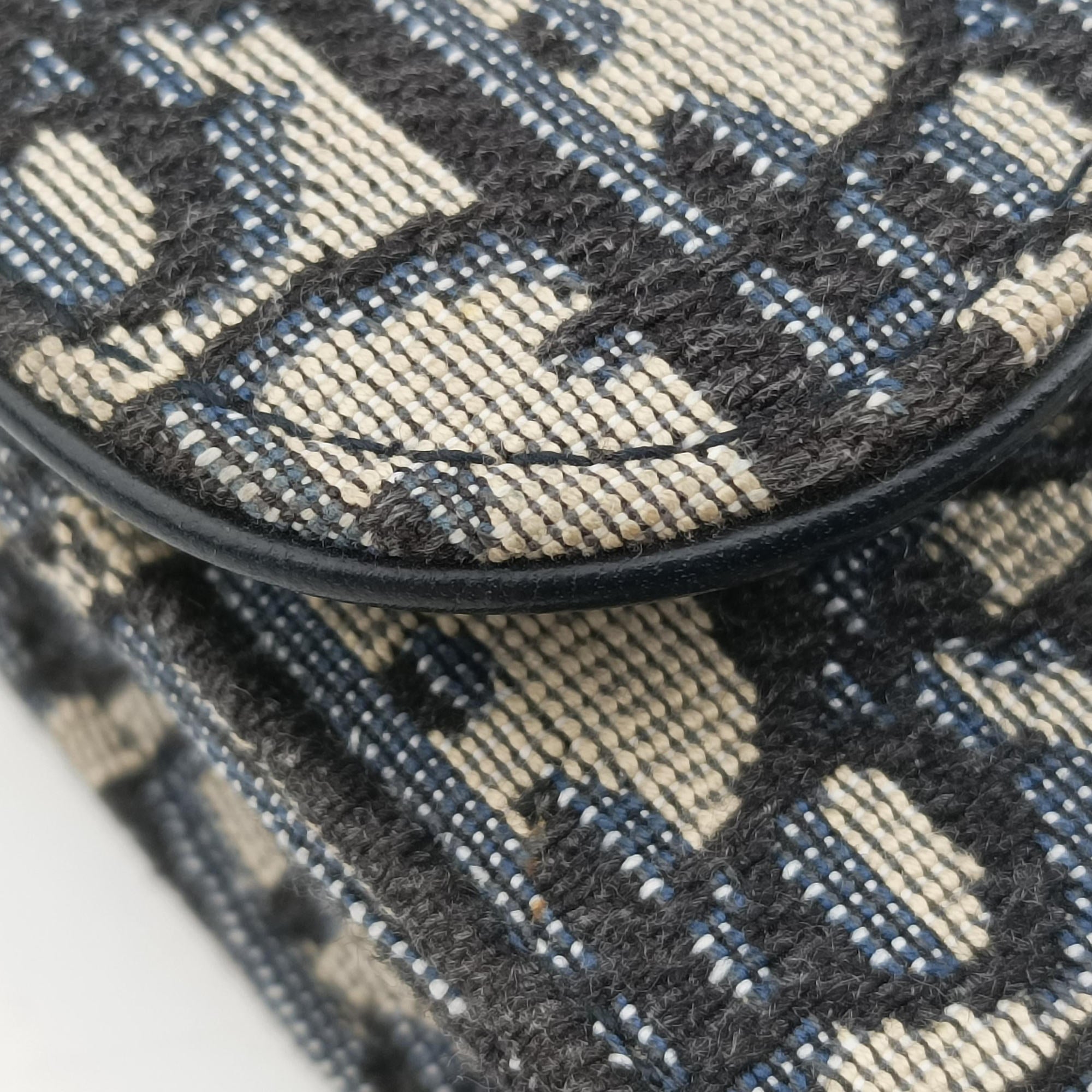Secondhand Christian Dior Saddle Navy×Gray jacquard  bum bag/waist bag | stylenewstar