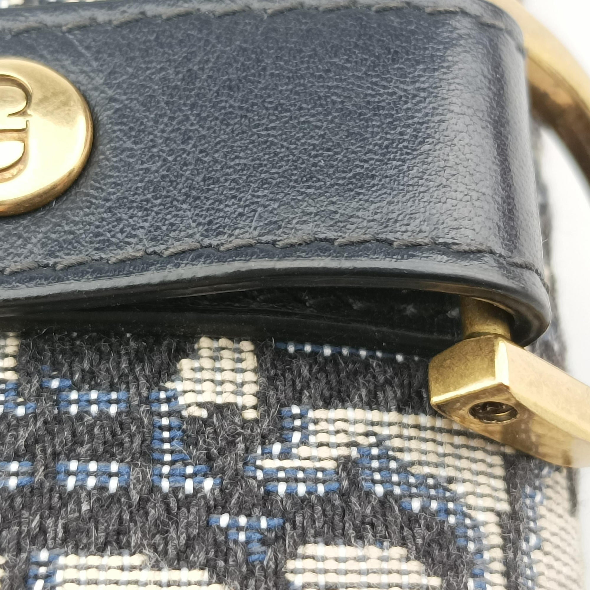Secondhand Christian Dior Saddle Navy×Gray jacquard  bum bag/waist bag | stylenewstar